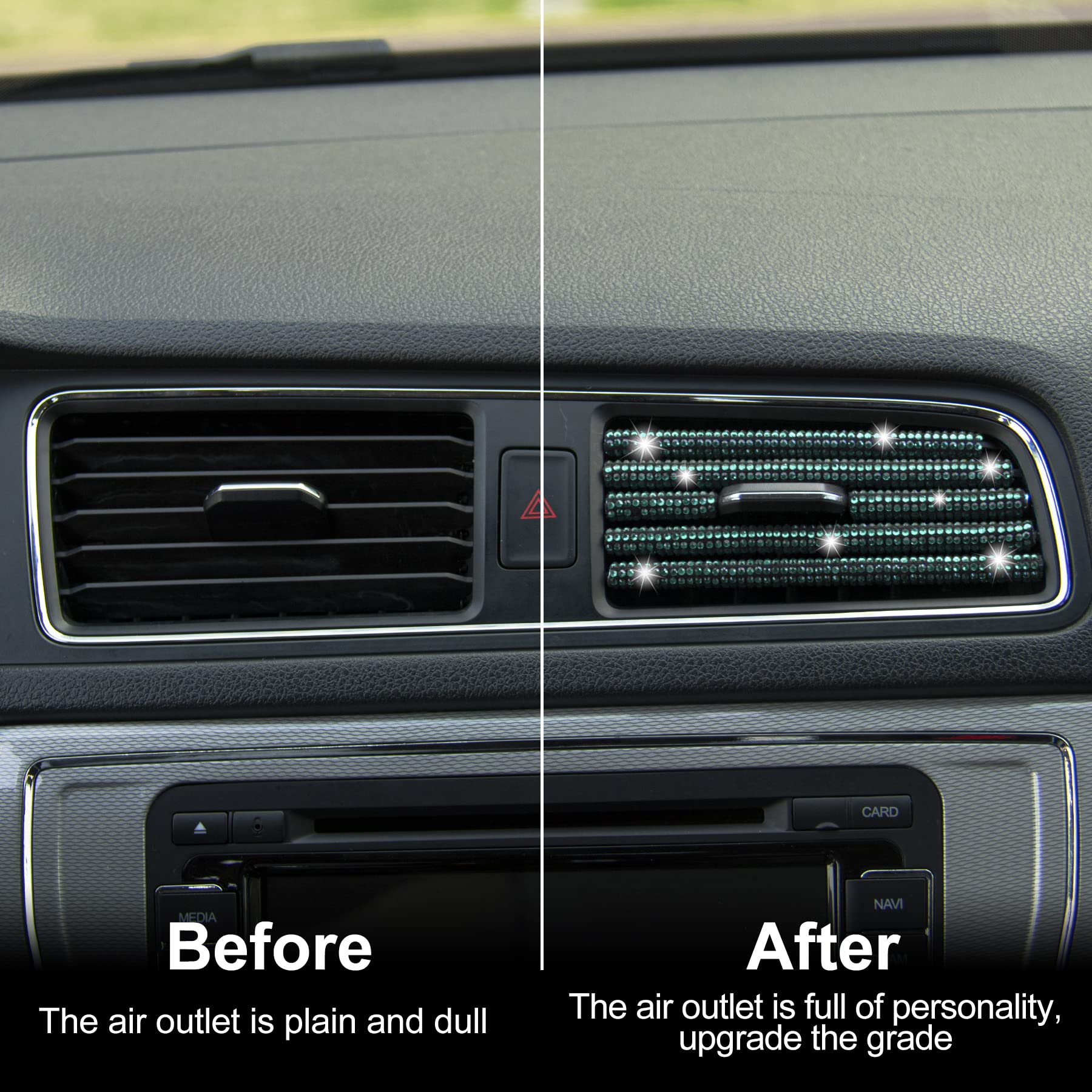 Livtee Bling Car Air Vent Outlet Moulding Trim, 10Pcs Car Air Conditioner Decoration Strip, Bling Rhinestone Diamond Car Interior Accessories For Women And Teens, Blue