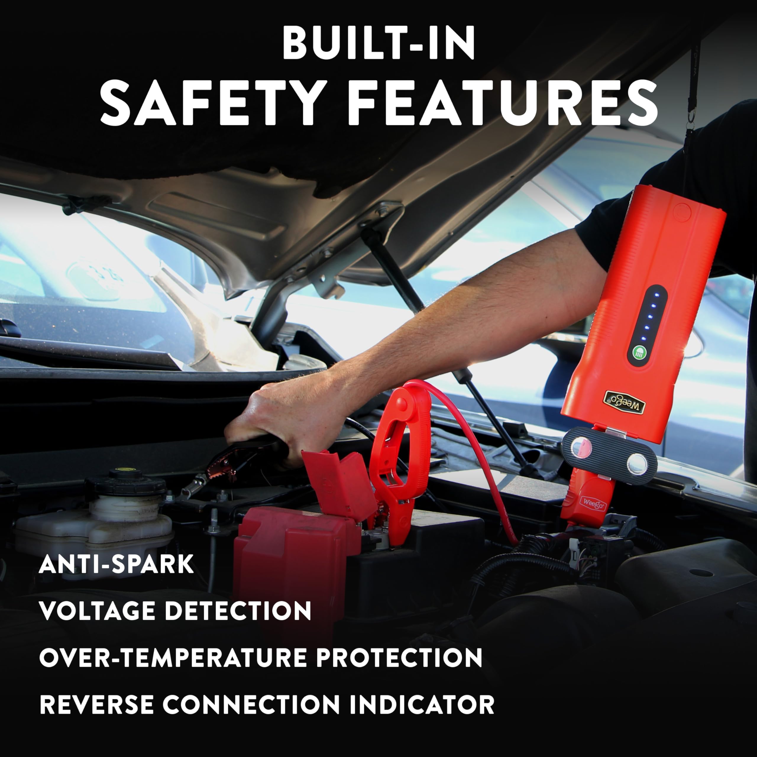 Weego 70 Portable Lithium Jump Starter, 700 Cranking Amps, 2500 Peak Amps, Orange, Model N70