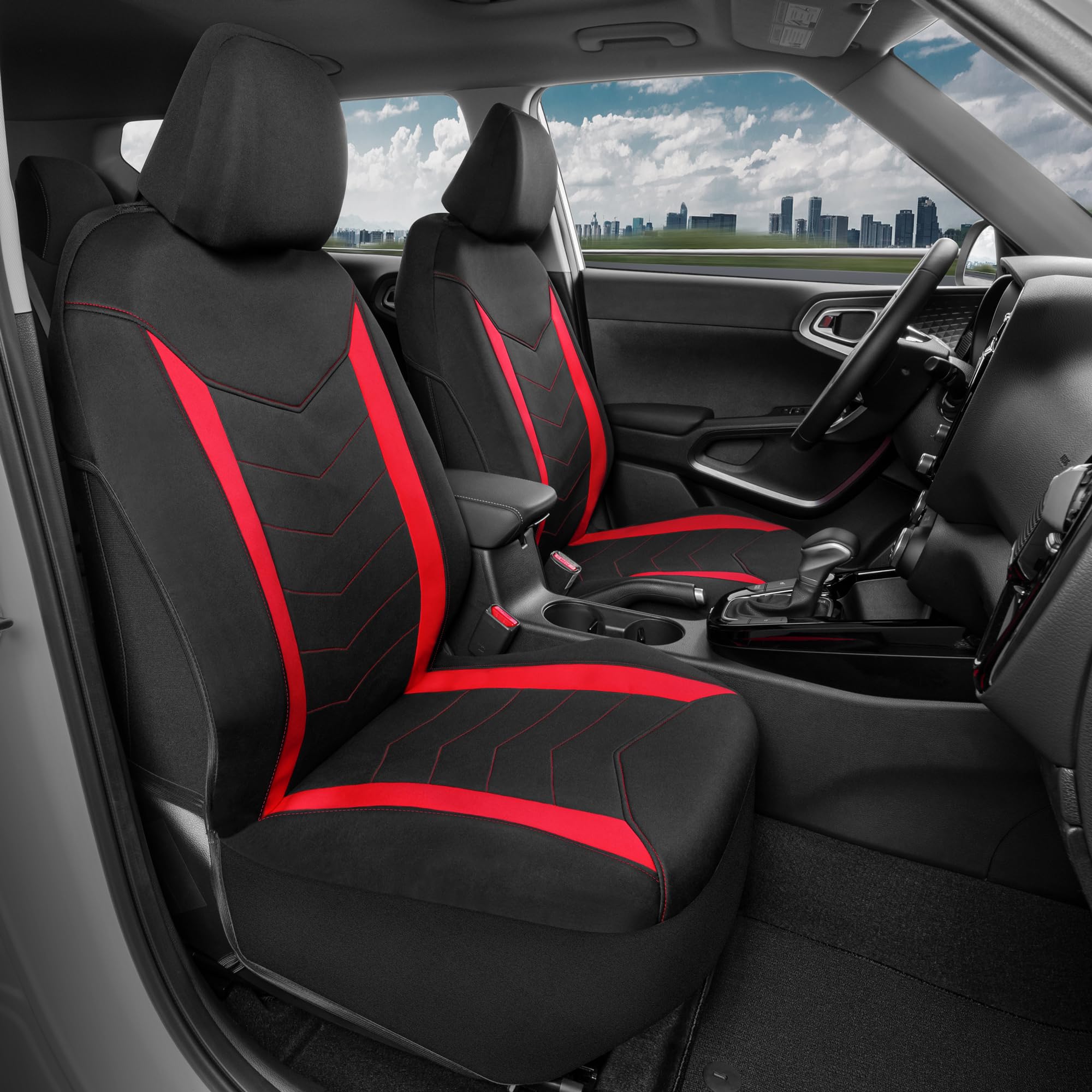 Motor Trend SpillGuard 2 Red Seat Covers for Cars & Seat Covers for Trucks - Neoprene Lining Waterproof Car Seat Covers Front Se