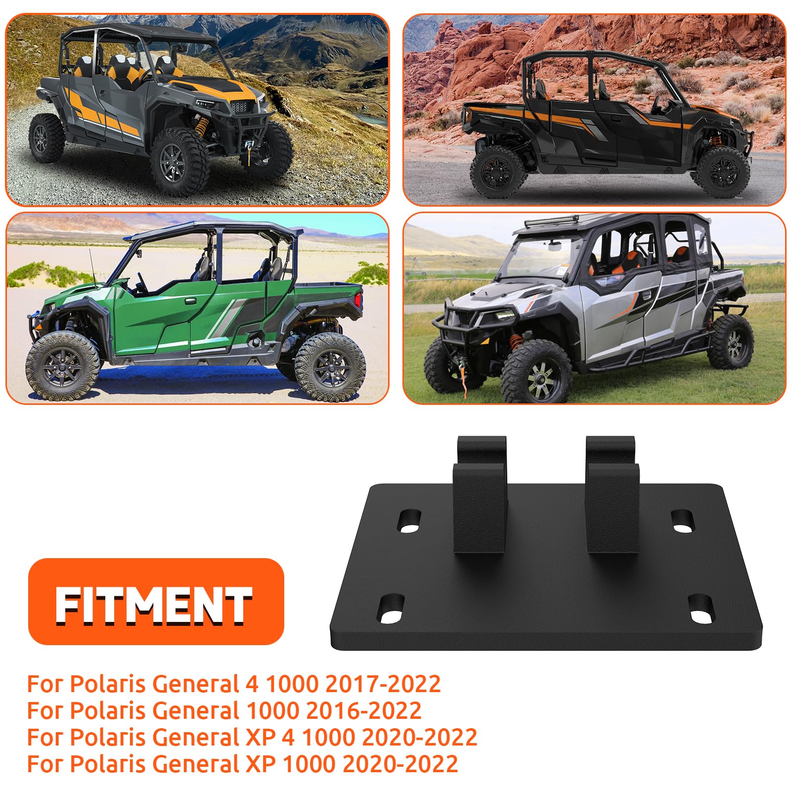 Motoparty Windshield Base Bracket for Polaris General 4 1000, Black Plastic, OEM Replacement 5452826