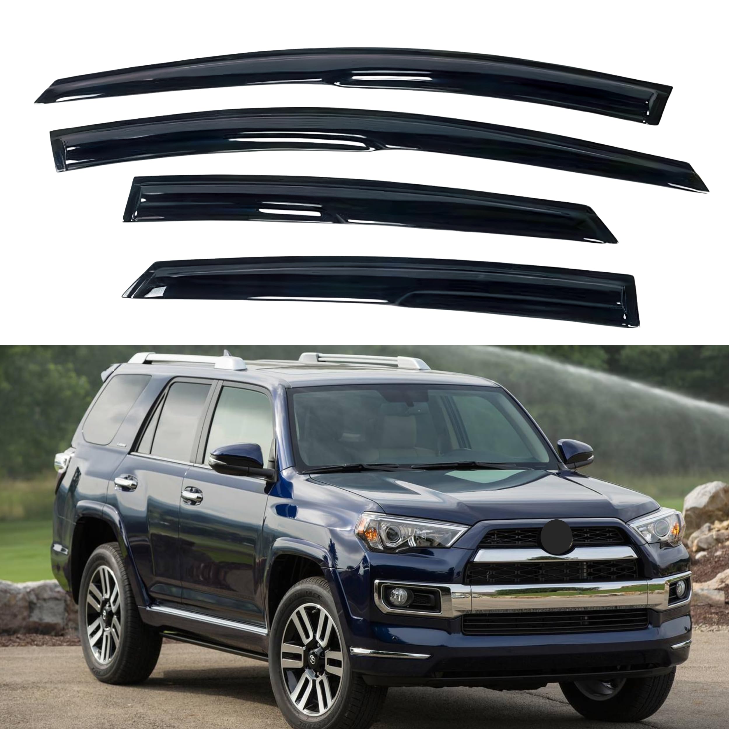 Ig Window Visor For Toyota 4Runner 2010-2024, Rain Guard Tape-On Side Vent Window Deflector Mugen Style, 2010 2011 2012 2013 201