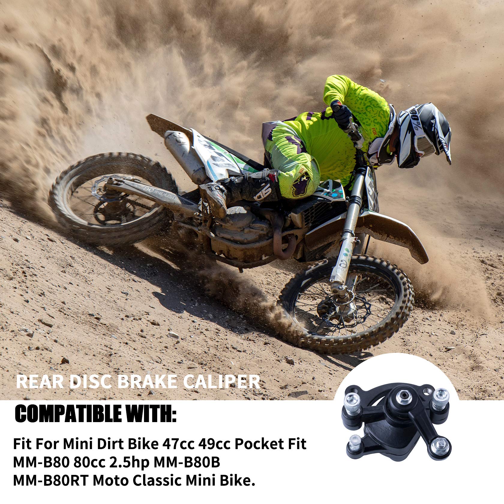 Mwmnun Rear Disc Brake Caliper With Replaced Pad Compatible With 47Cc 49Cc Pocket Bike Stand Up Goped Scooter Motovox Mbx10 Mbx11 Mini Dirt Bike Mm-B80-Br Mm-B105 80Cc 2.5Hp Moto Mini Bike