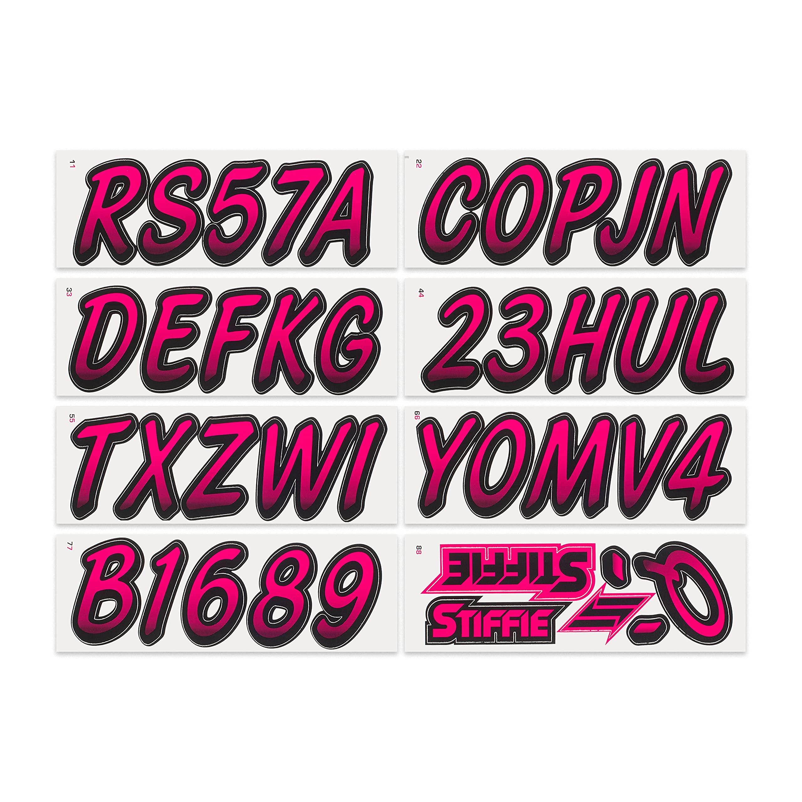 Stiffie Whipline Berry/Black 3 Alpha-Numeric Registration Identification Numbers Stickers Decals For Boats & Personal Watercraft