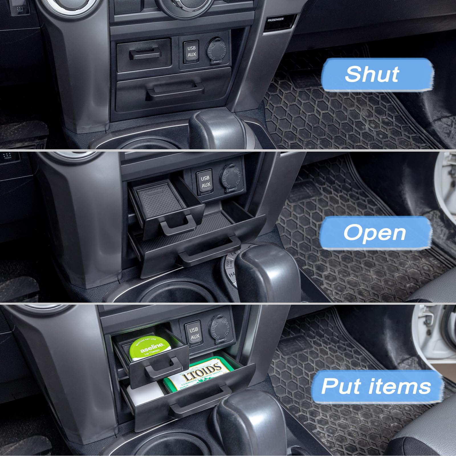 JKCOVER Upgrade 2PCS Center Console Storage Drawer Compatible with Toyota 4Runner 2014-2022 2023 2024 Accessories Cubbies Organi