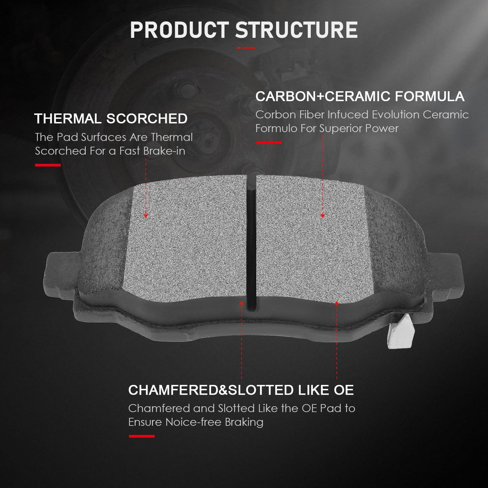Cciyu D1811 D1809 Front & Rear Professional Ceramic Brake Pads Set Fit For 2016-2018 For Fiat 500X,2016-2020 For Jeep Compass,20