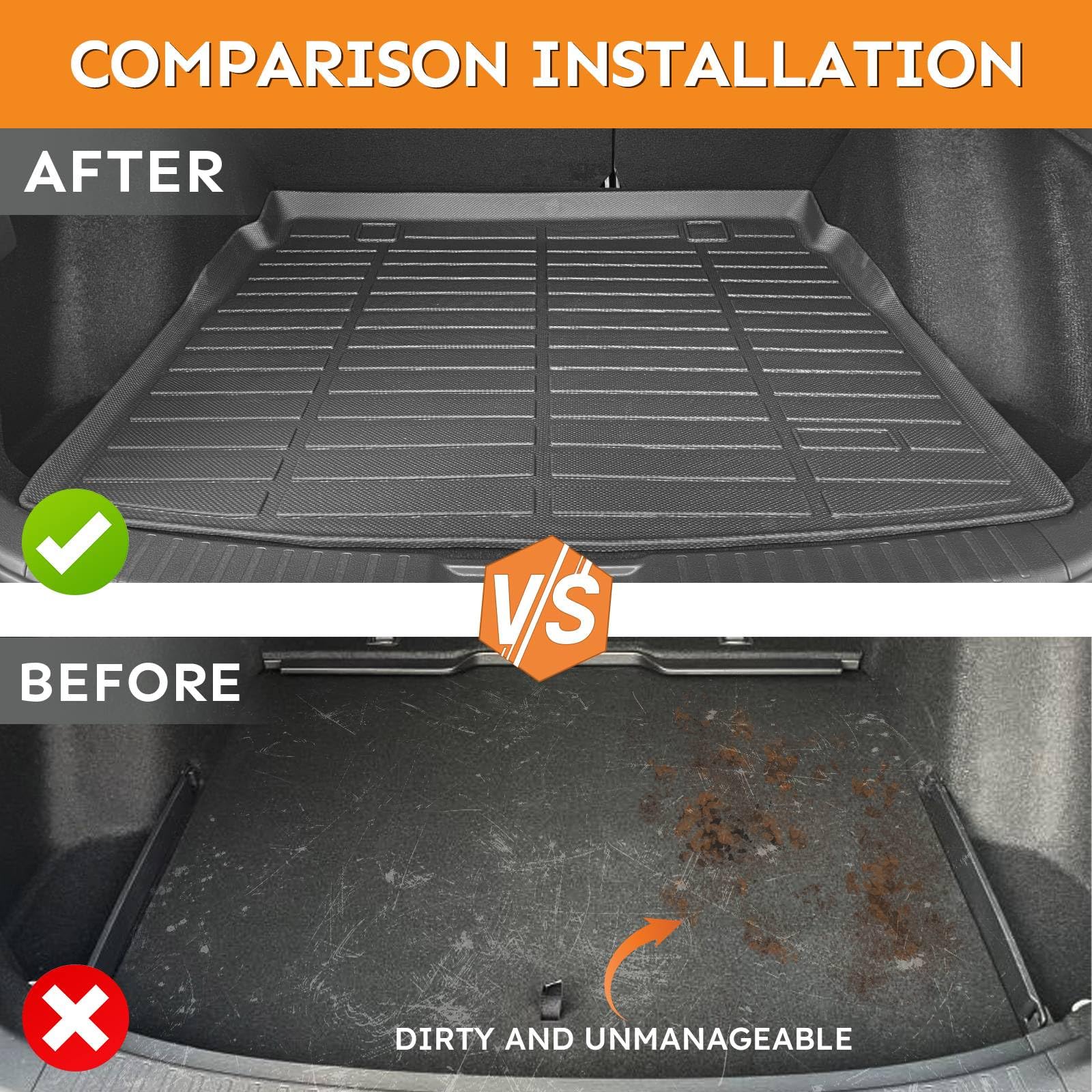 Binmotor-All Weather Cargo Liner For Kia Forte 2024 2023 2022-2019, Gt?Gt-Line?Lx? Lxs Cargo Trunk Mat Trunk Liner, Waterproof Car Mats For Kia Forte Accessories