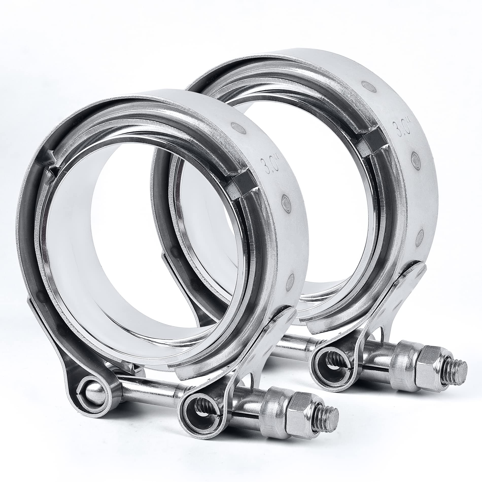 Evil Energy 3.0 Inch V Band Clamp With Flange Male Female Stainless Steel 2Pcs