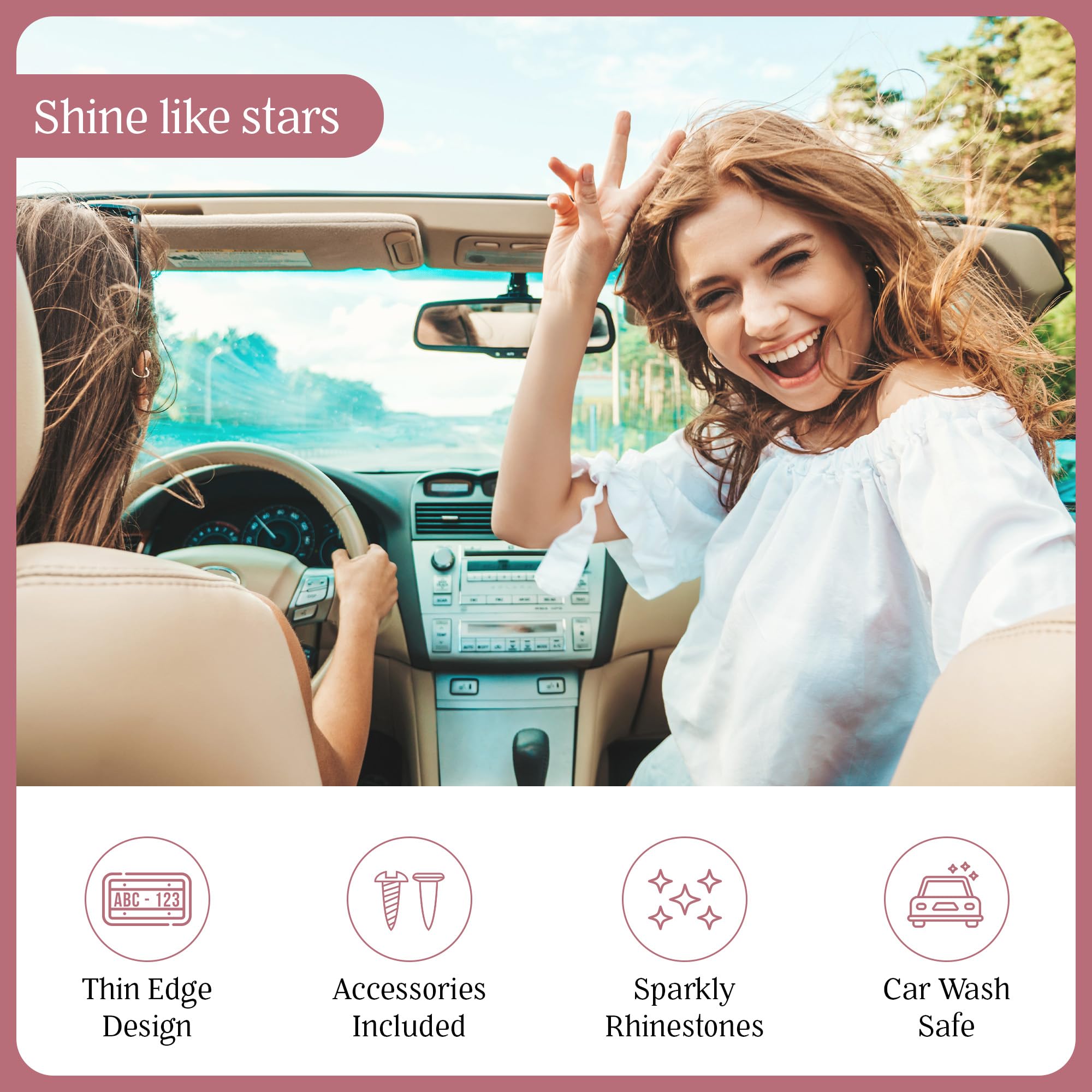 Bling License Plate Frame For Women | Rhinestone Car License Plate Frames For Women | Car Plate Frame | Diamond Bedazzled Sparkl