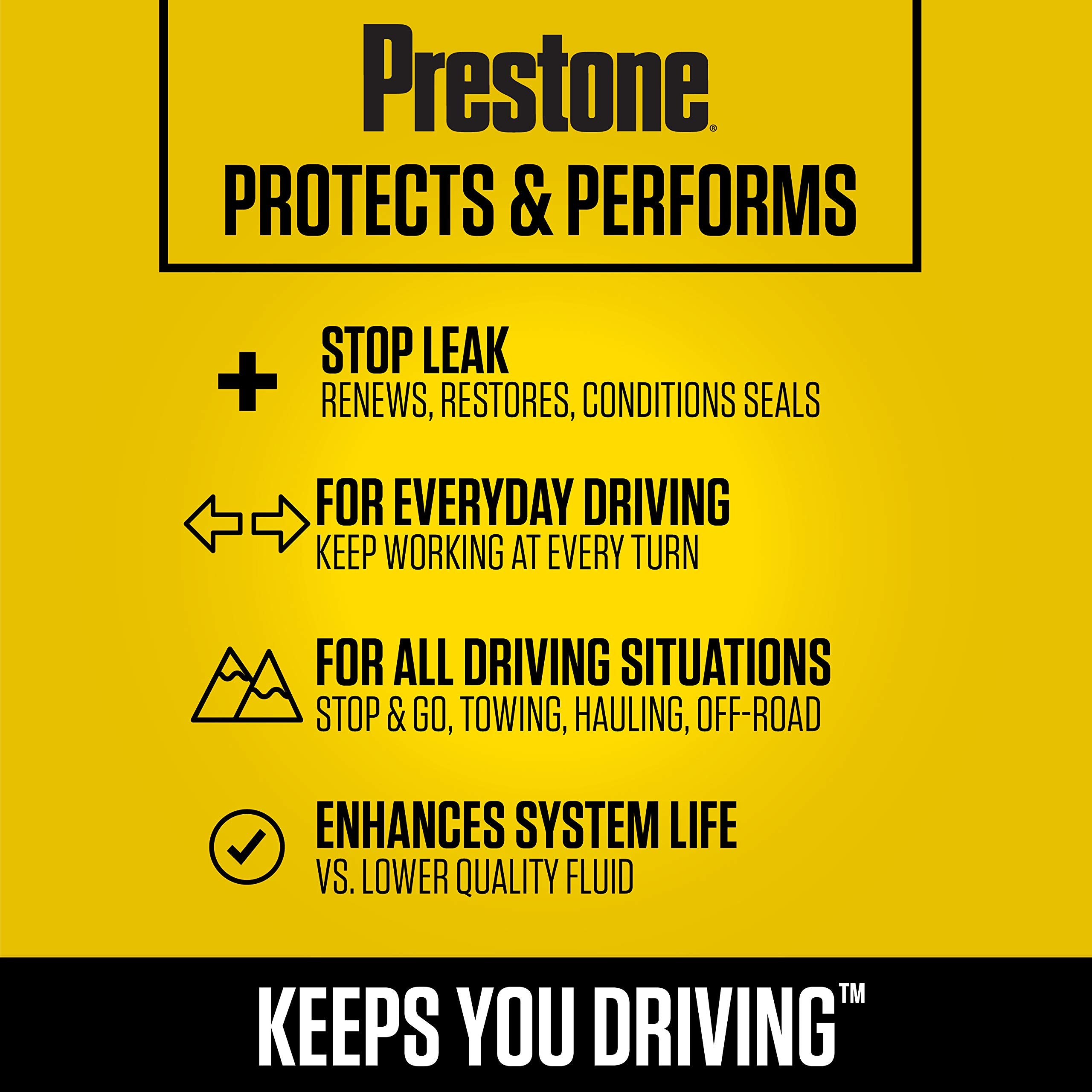 Prestone As262-12Pk Power Steering Fluid With Stop Leak - 12 Oz, (Pack Of 12) , Yellow