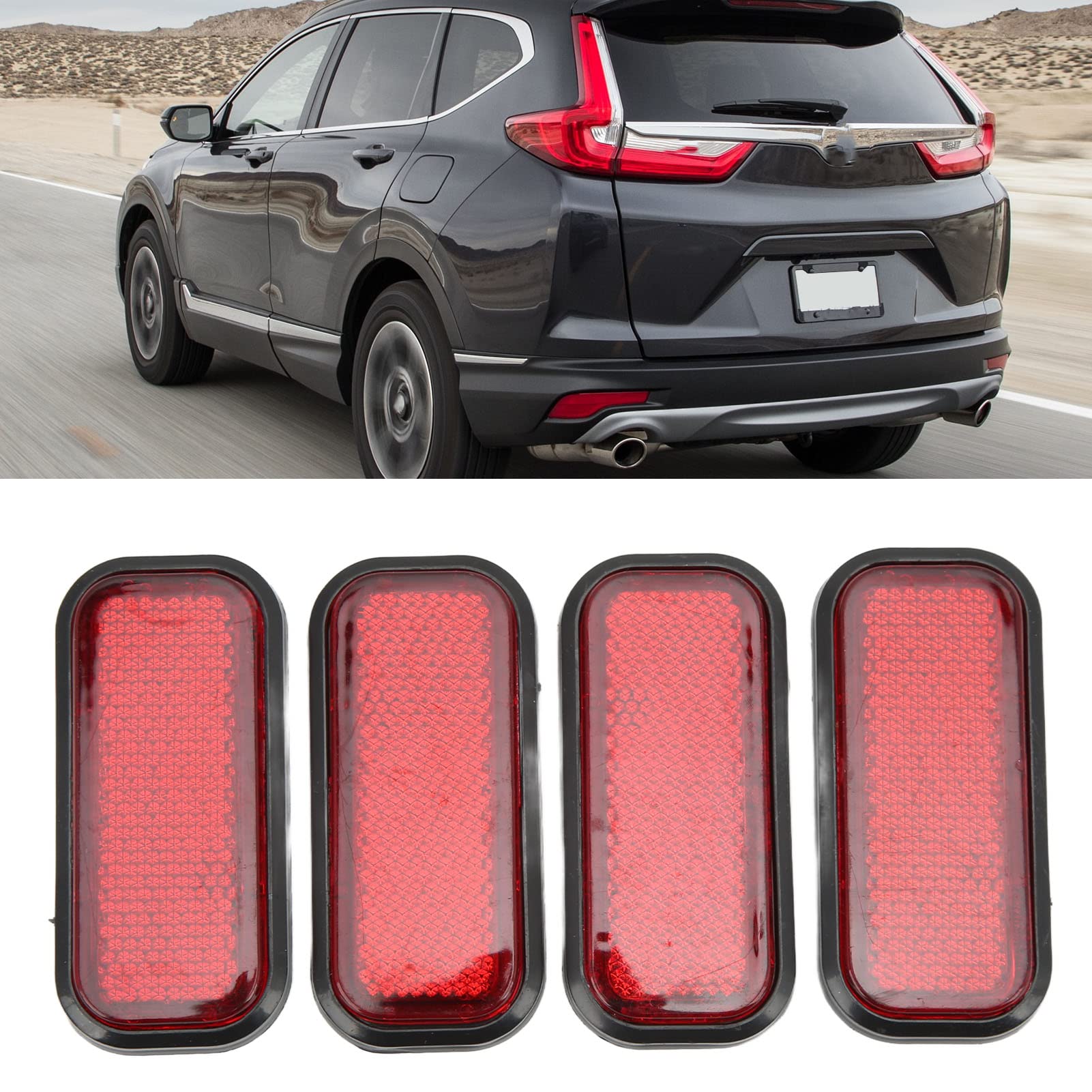 Kimiss 4 Pcs Red Reflectors Stick On Reflectors Motorcycle Safety Reflector Reflective Sticker Rectangle High Visibility Reflect