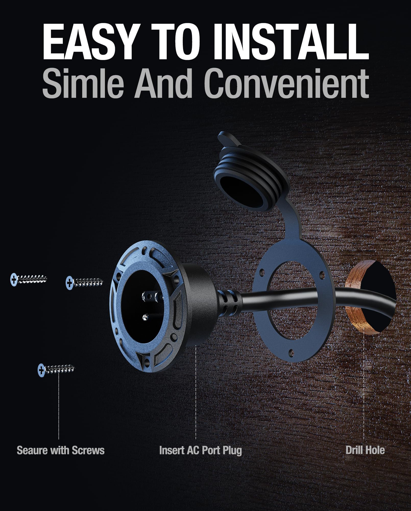 ALIENSX 5-in-1 125V 20A AC Port Plug Work with 5 NEMA Plugs(1-15P/5-15P/5-20P/6-15P/6-20P), 12AWG Heavy-Duty RV Shore Power Inle