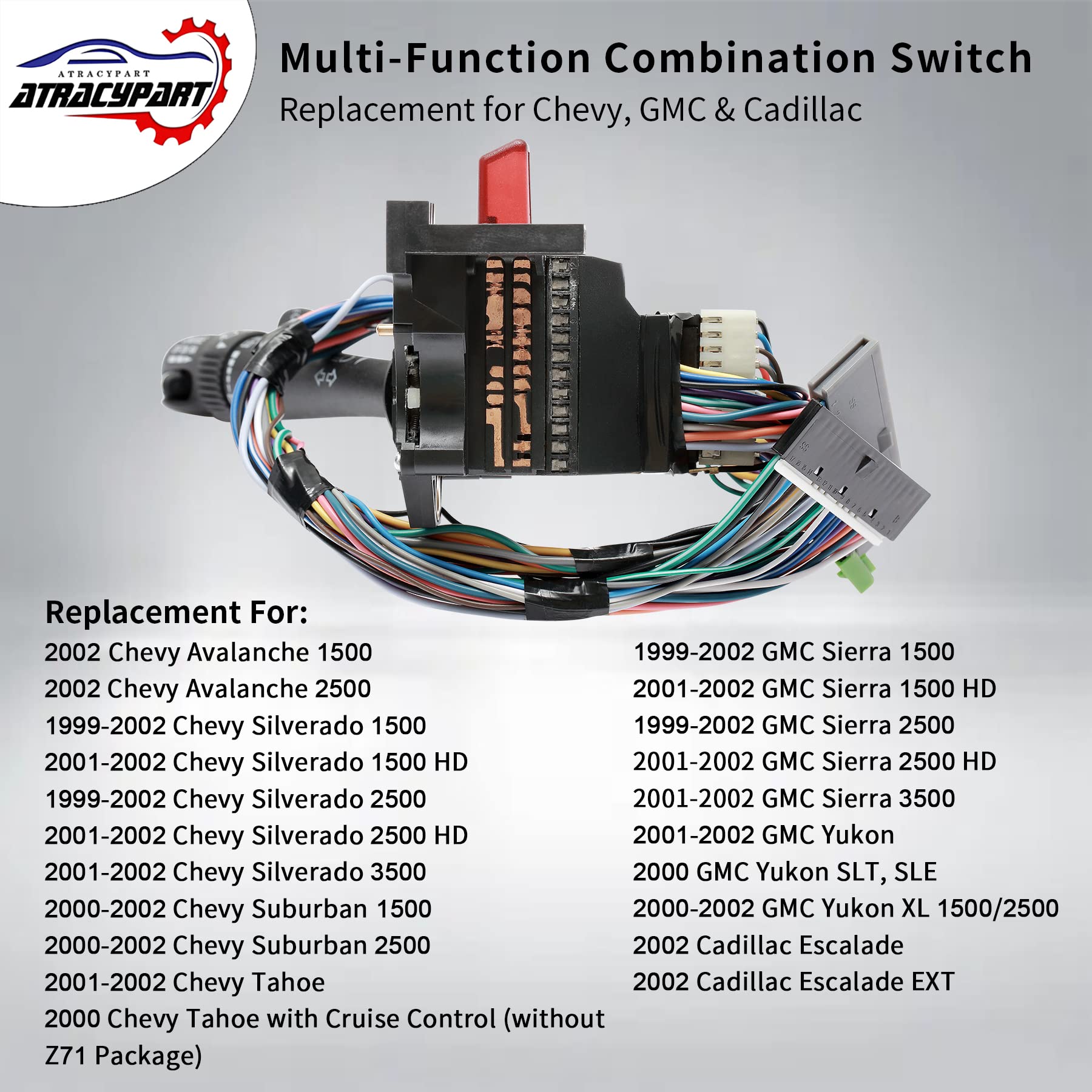 Multi-Function Combination Switch | Replacement For 1999-2002 Chevy Silverado, Gmc Yukon & More | Replaces# 26100839, 3441937, Cbs-1038 | Turn Signal, Wiper, Washers, Hazard Switch, Cruise Control