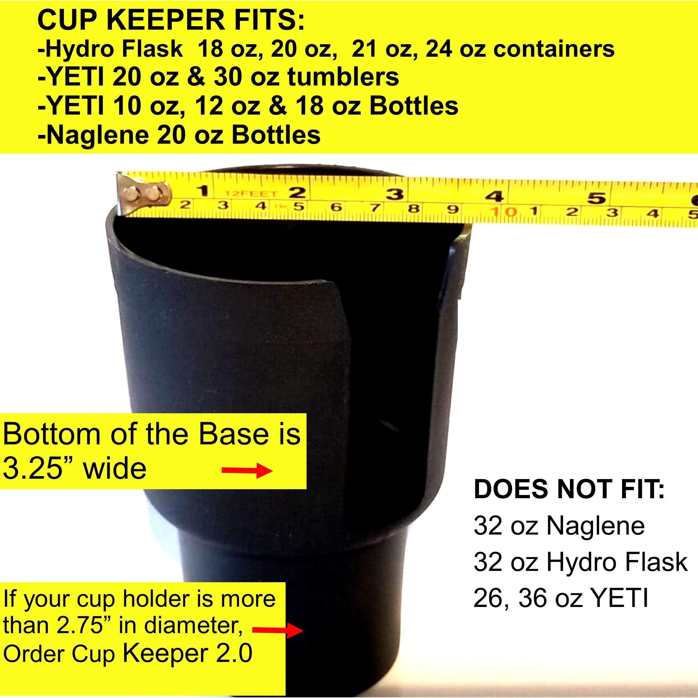 Gadjit Cup Keeper Adapter (2 Pk) expands Narrow Car Cup Holders from 2.5-3' up to 3.25' in Diameter to Hold Mugs, Convenience Store Cups, Water + Soda Bottles up to 3.25' Wide and 8-10' Tall (Gray)
