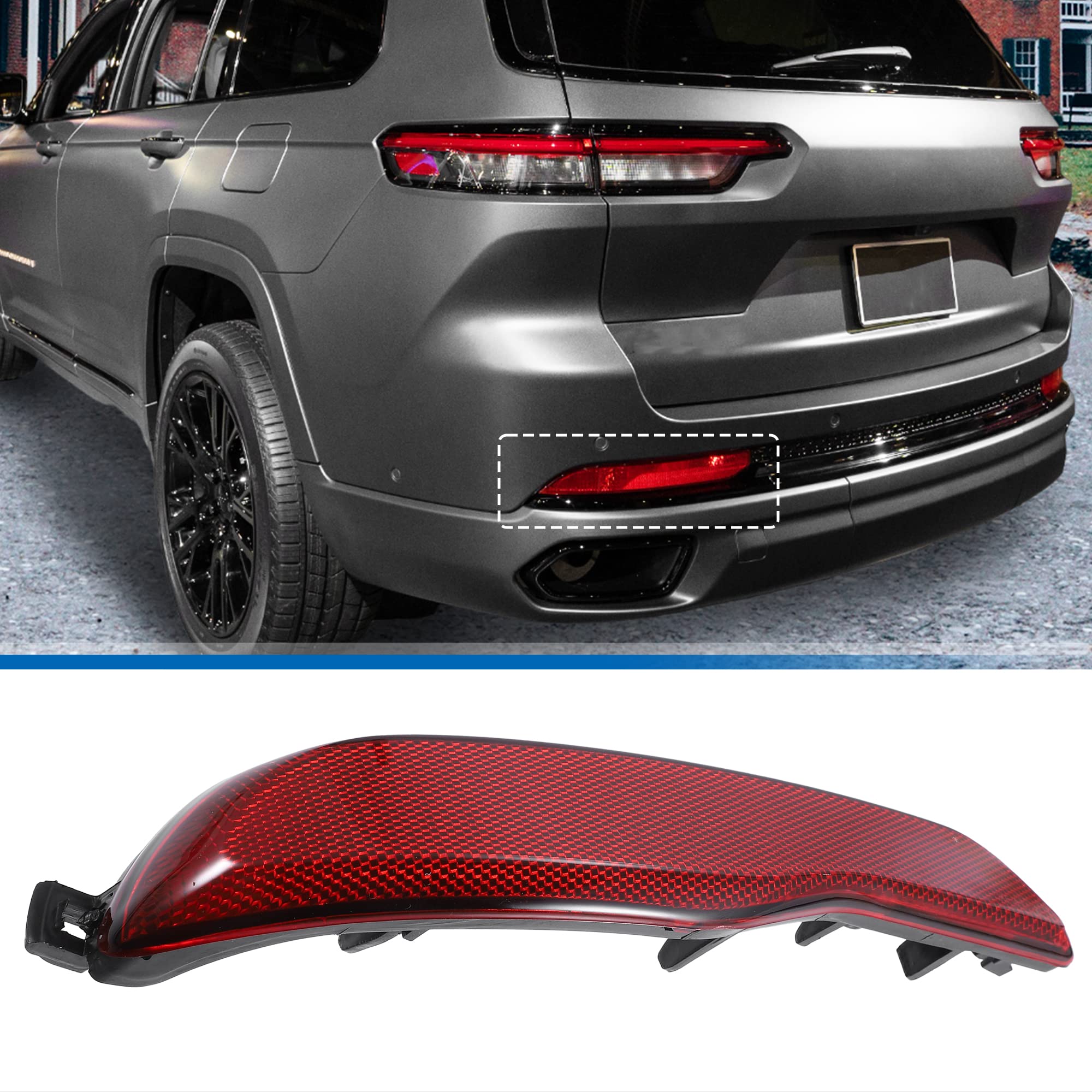 X Autohaux Car Rear Bumper Reflector Light Left Side Driver Side 68105145Ac For Jeep Cherokee 2014 2015 2016 2017 2018