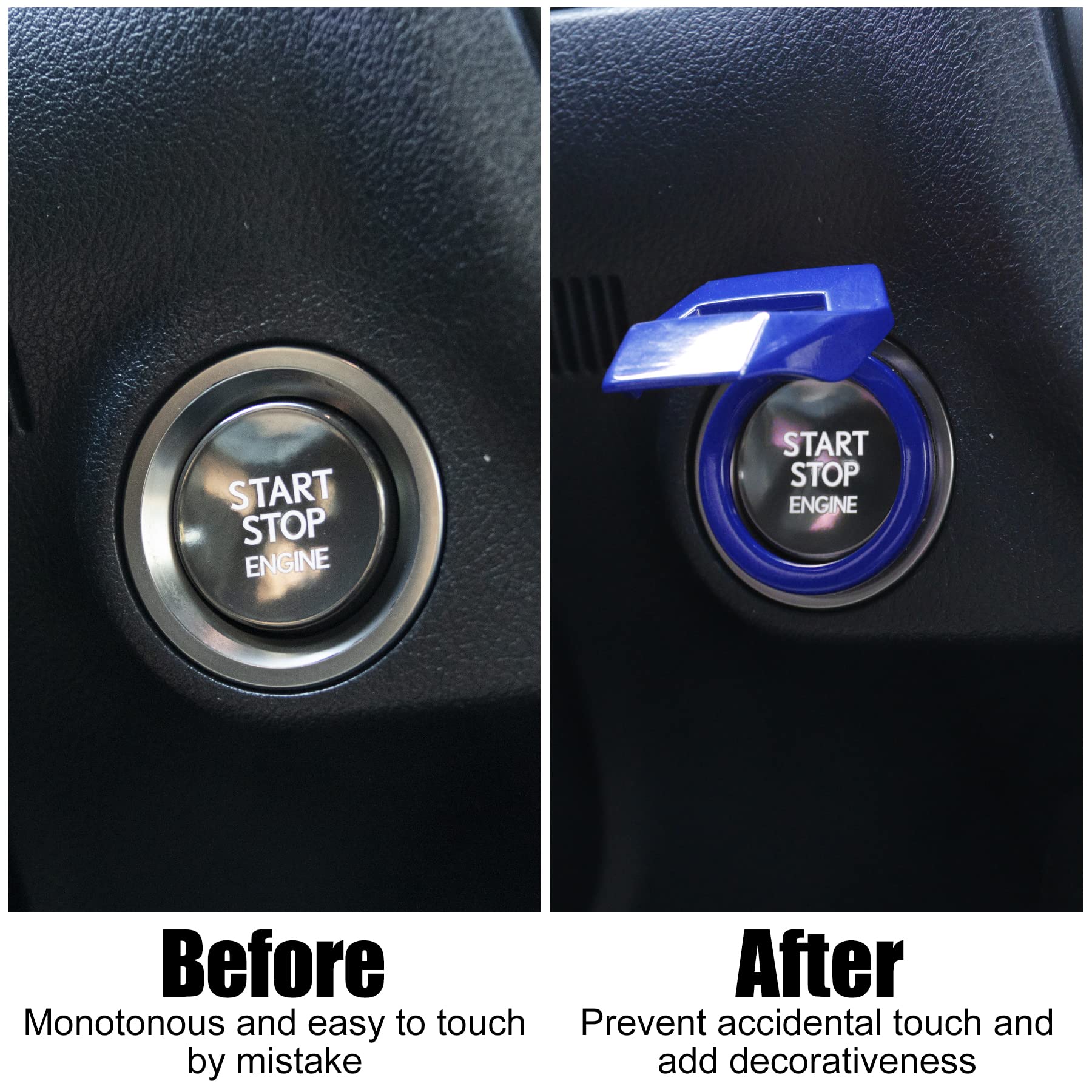 Singaro Universal Engine Start Stop Button Cover, Car Power Control Zinc Alloy Trim, One Button Start Button Cover Interior Accessories(Blue)