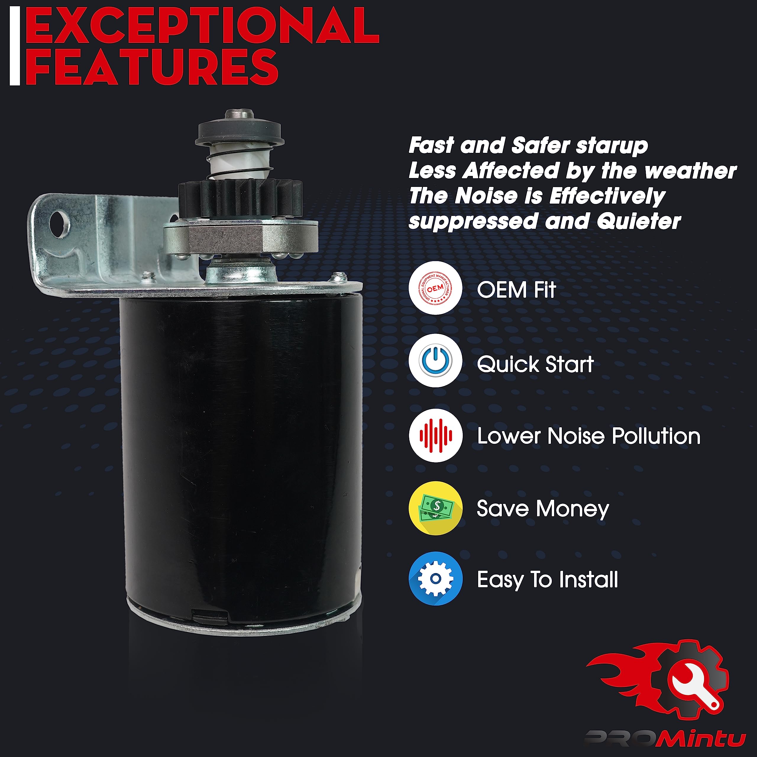 PROMintu Starter Motor Replaces for John Deere Z235 Z255 Z425 Z435 Z445 Z465 Z335E Z355E Z515E Z525E Z335M Z345M Z535M Z345R Z35