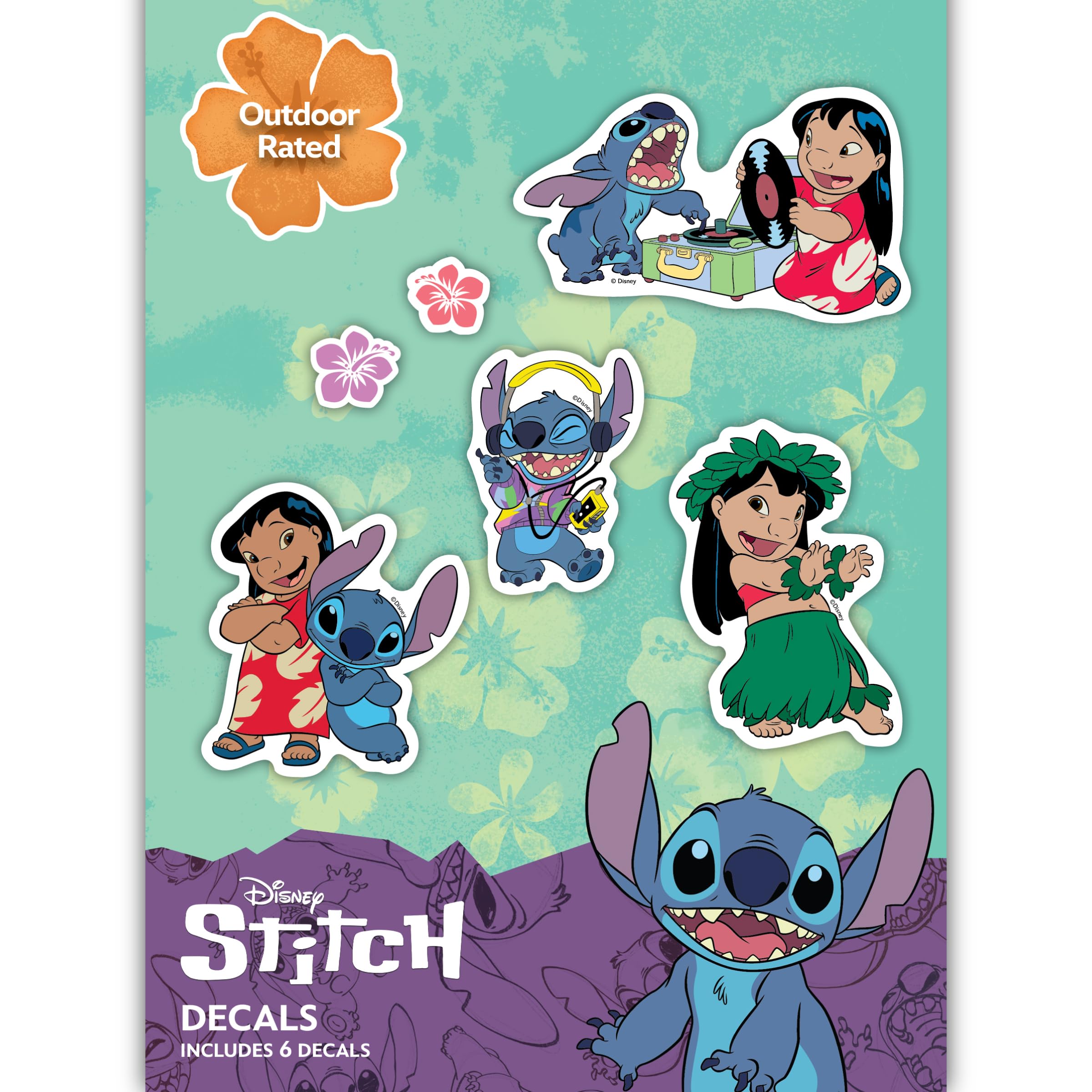 Disney Lilo and Stitch Decals - Set of 6 Lilo and Stitch Stickers for Kids and Adults - Vinyl Decals for Laptop, Tumbler, Water 