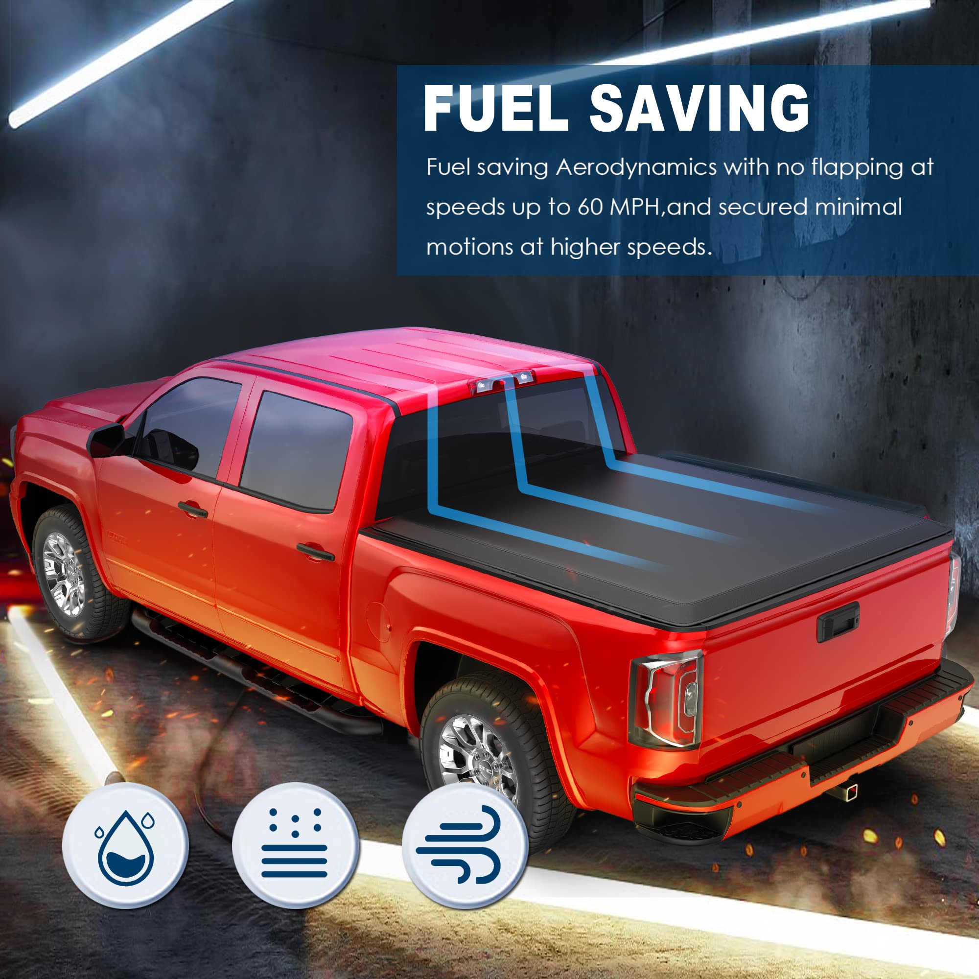 Mostplus Quad Fold Soft Truck Bed Tonneau Cover Compatible For 2004 2005 2006 2007 Chevrolet Chevy Silverado/Gmc Sierra 1500 Fle