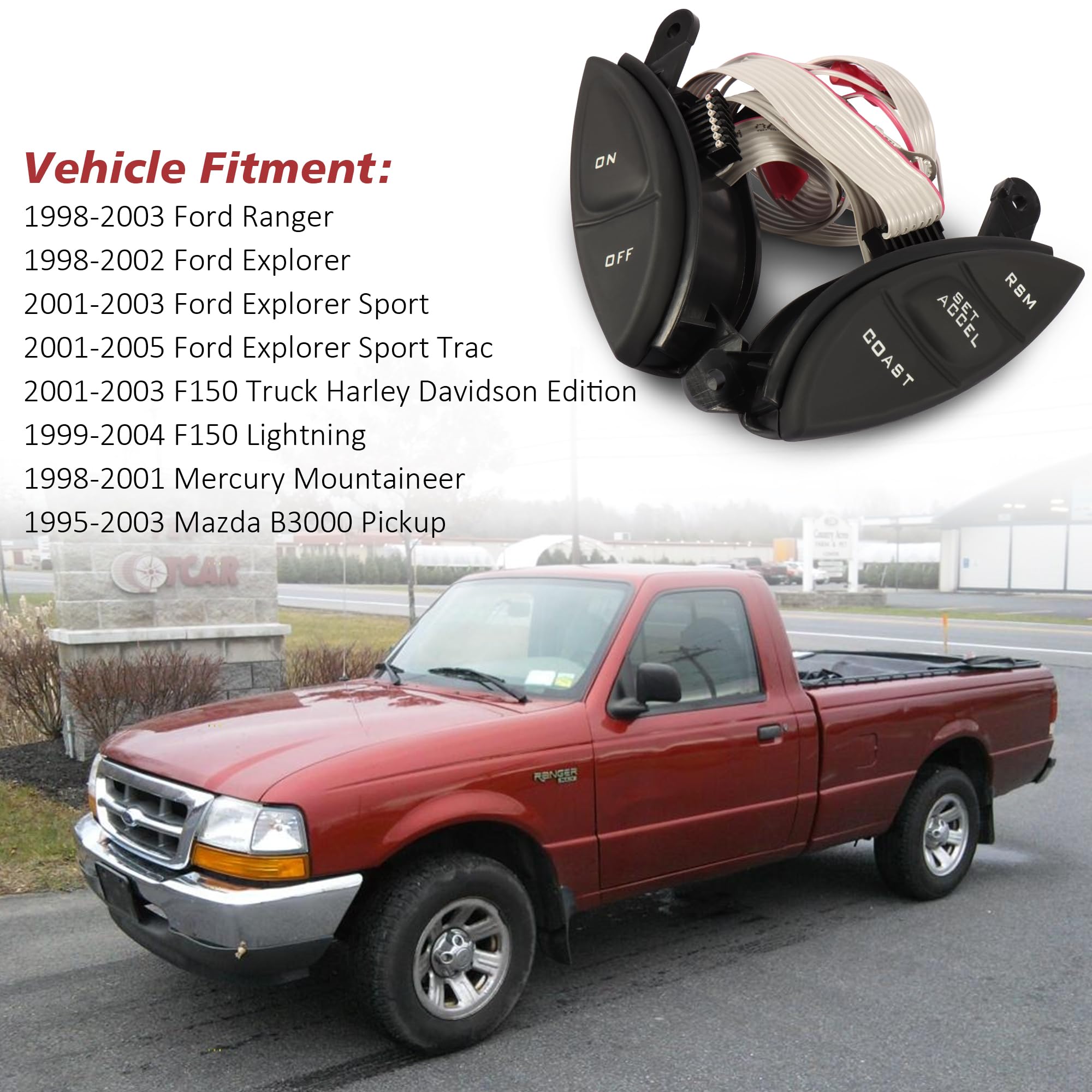 Basiker Steering Wheel Cruise Control Switch Buttons Multi-Function Combination Fit For 1998-2003 Ford Ranger 1998-2005 Ford Exp