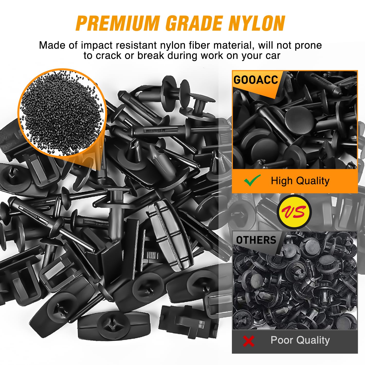 GOOACC 60PCS Fender Flare Rocker Moulding Clip Assortment 68039280-AA, 55156429-AA, 6503598,6501559 Replacement for Jeep Wrangle