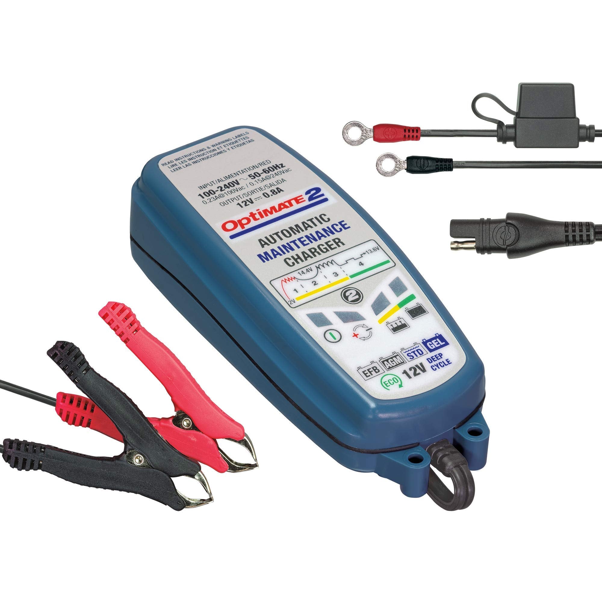 OptiMATE 2, TM-421, 4-step 12V 0.8A sealed battery charger & maintainer