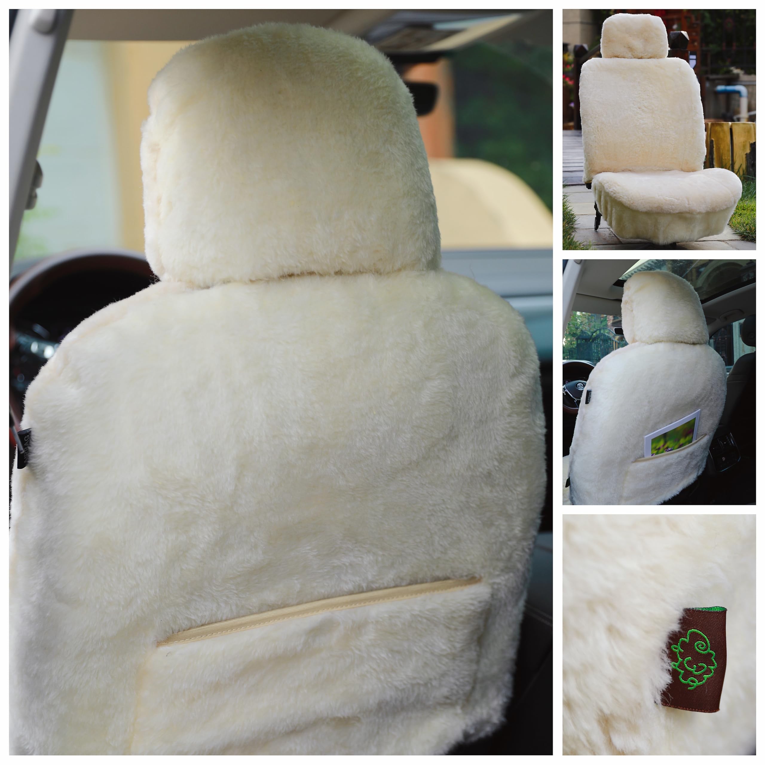 Sheepskin Elite Premium Sheepskin Car Seat Cover - All Season Comfort And Protection, Easy Installation (56'' X 23'', Beige Colo