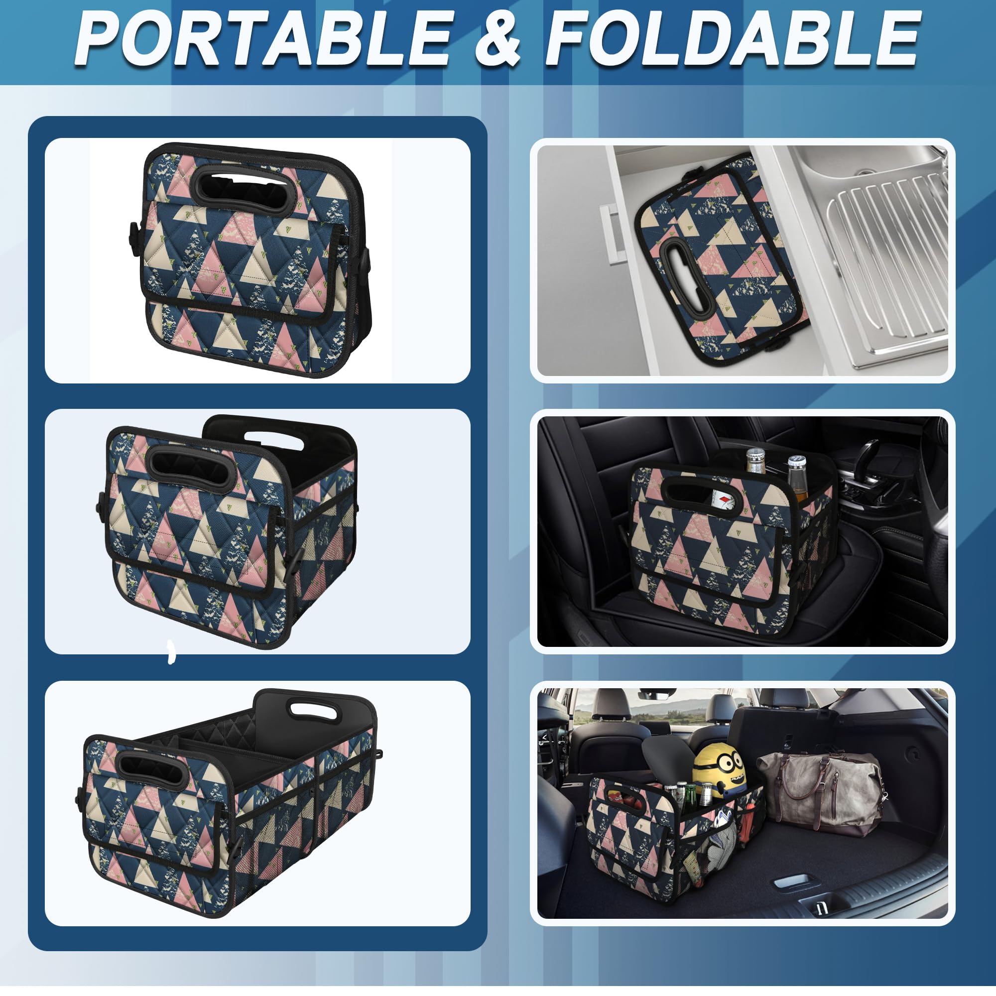 Deosk Trunk Organzier And Storage With 6 Big Pocket,Car Accessories For Women/Men 50L Waterproof Polyester For Car/Suv/Minivan/T