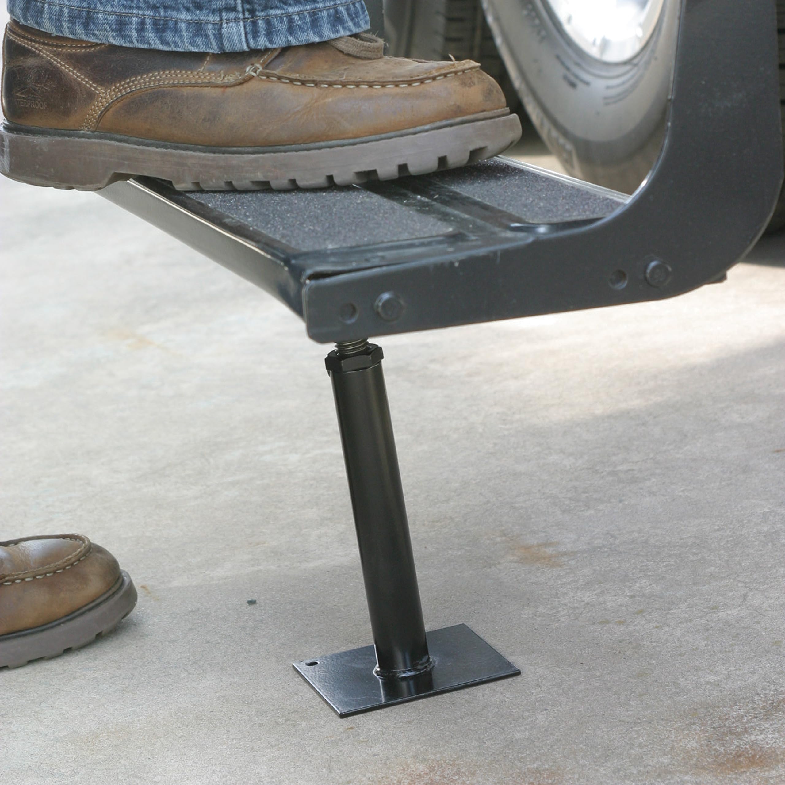 Camco Camper/Rv Save-A-Step Brace - Stabilizes Rv Steps & Protects Camper Step From Sag And Wear - Features 1,000Lb Load Rating & Adjusts From 7-5/8” To 14” - Crafted Of Heavy-Gauge Steel (43691)