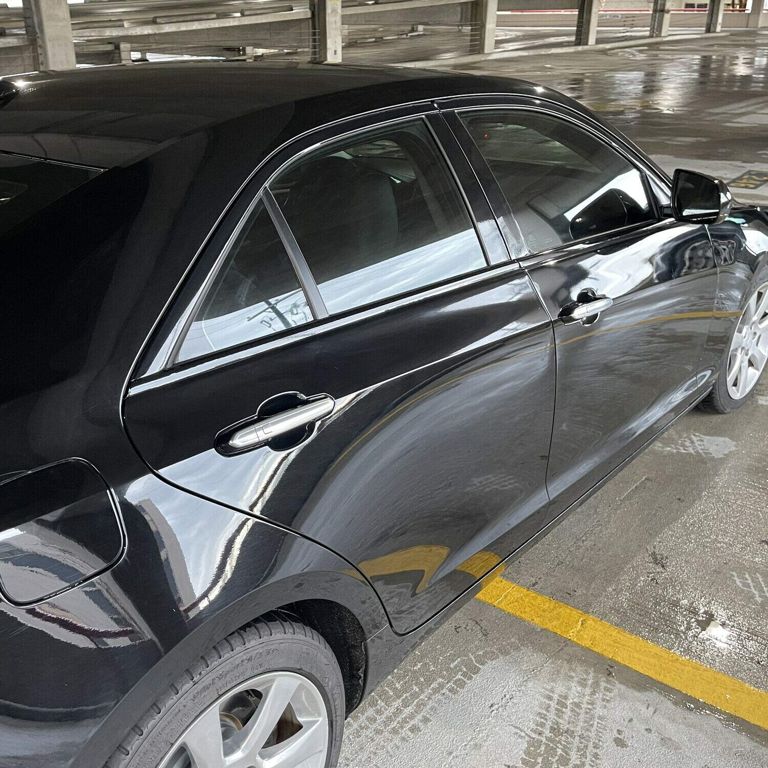 Slickmod Chrome Delete Blackout Vinyl Overlay For 2013-2018 Cadillac Ats Sedan Window Trim (Gloss Black)