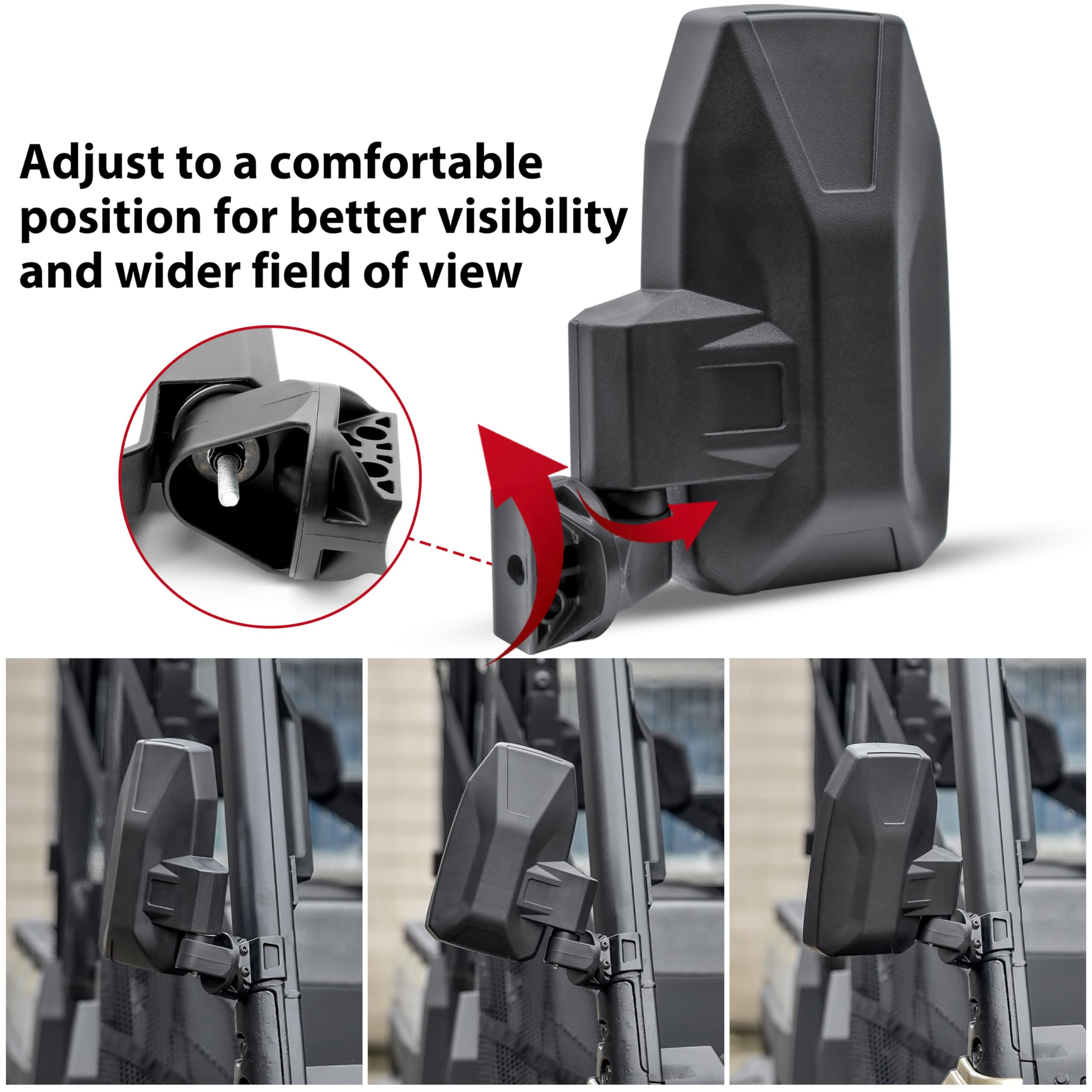 Katimoto Adjustable Side Rear View Mirrors For Polaris Ranger 1000 Xp 570 900 17-24, Folding Rearview Side Mirrors For Polaris R