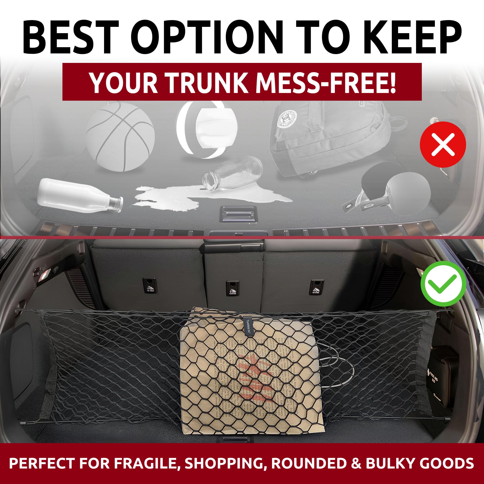 TN TrunkNets Inc Envelope Style Trunk Mesh Cargo Net for Lexus RX300-450 (2010-2025) - Black Automotive Storage Organizer