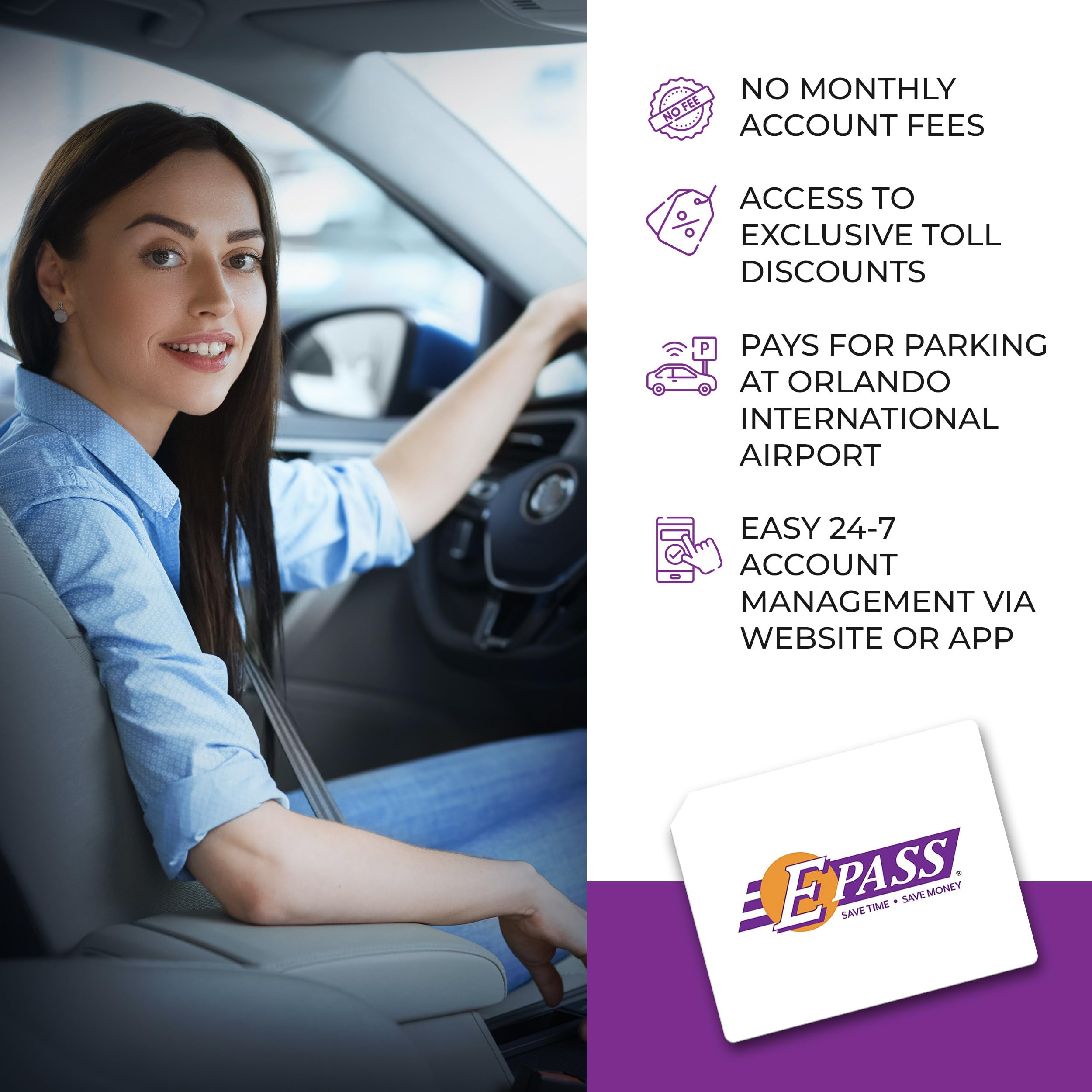E-PASS Electronic Toll Sticker - Prepaid Toll Program for All Roads in FL, GA, NC - Hassle-Free Travel