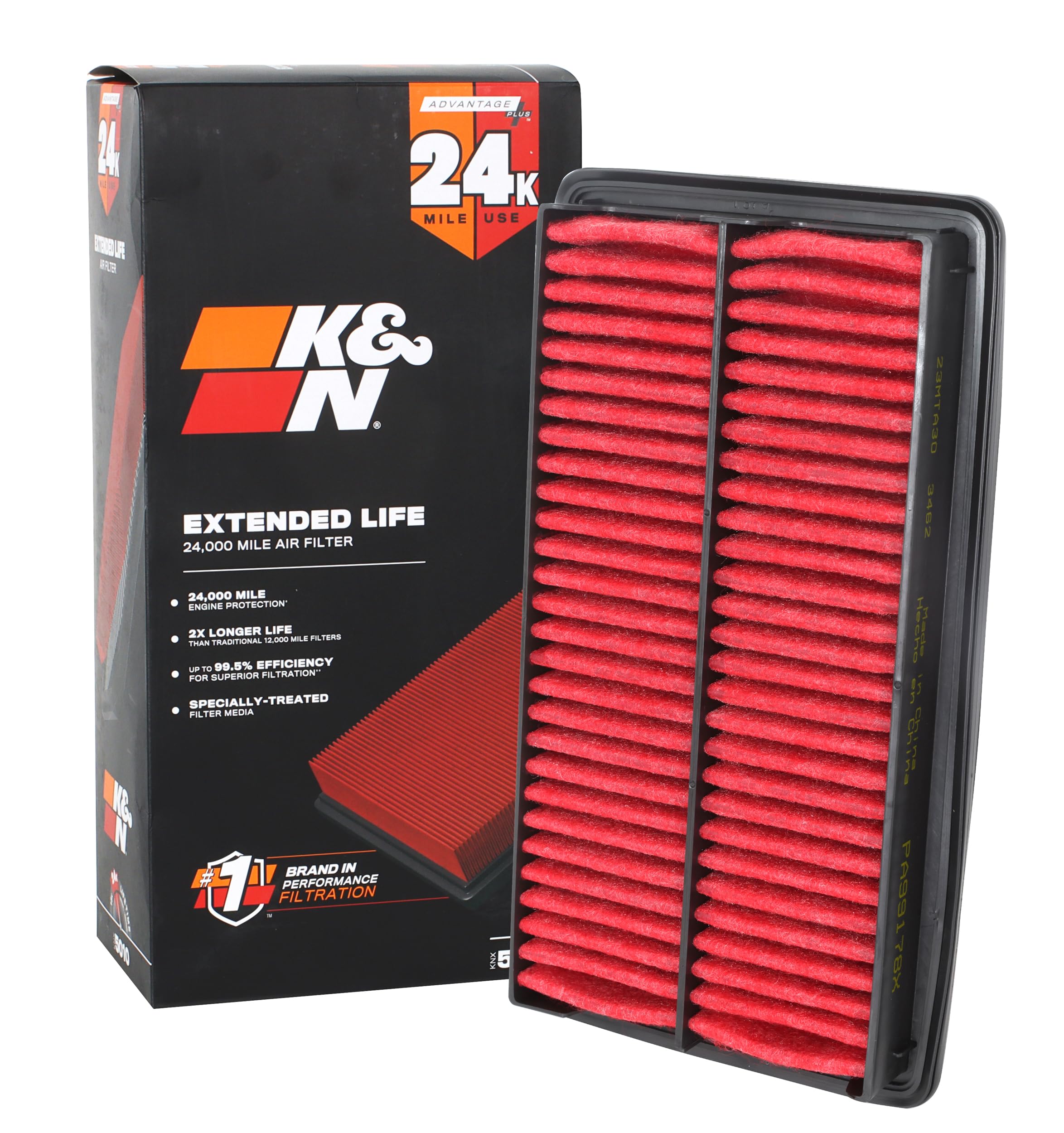 K&N Engine Air Filter: Extended Life 24,000 Mile Replacement Air Filter: Compatible With 2016-2022 Honda/Acura V6 (Odyssey, Pass