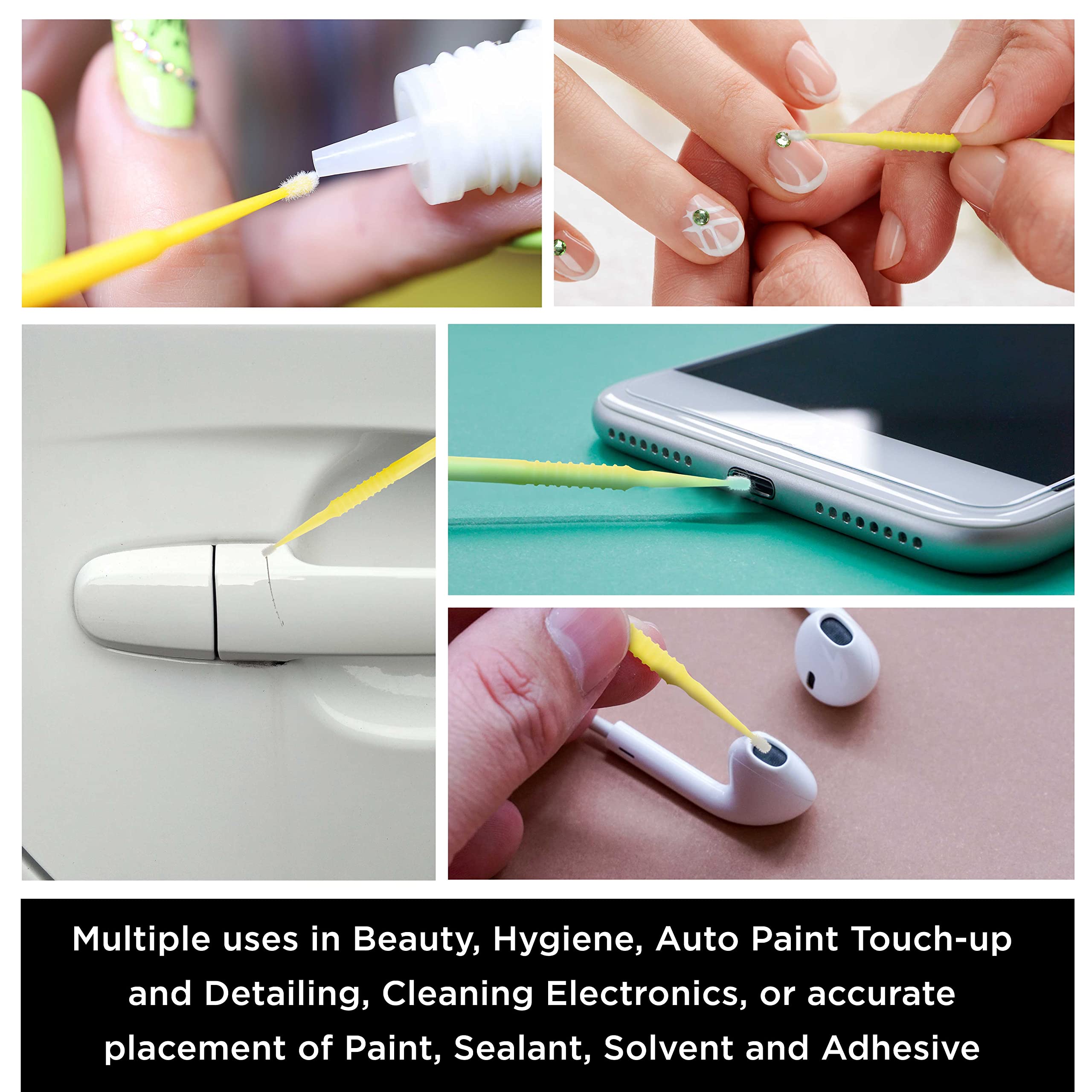 Tcp Global 100 Paint Touch Up Brushes, Disposable Micro Brush Applicators, Yellow With Fine 1.5 Mm Tips - Auto Body Shop, Auto C