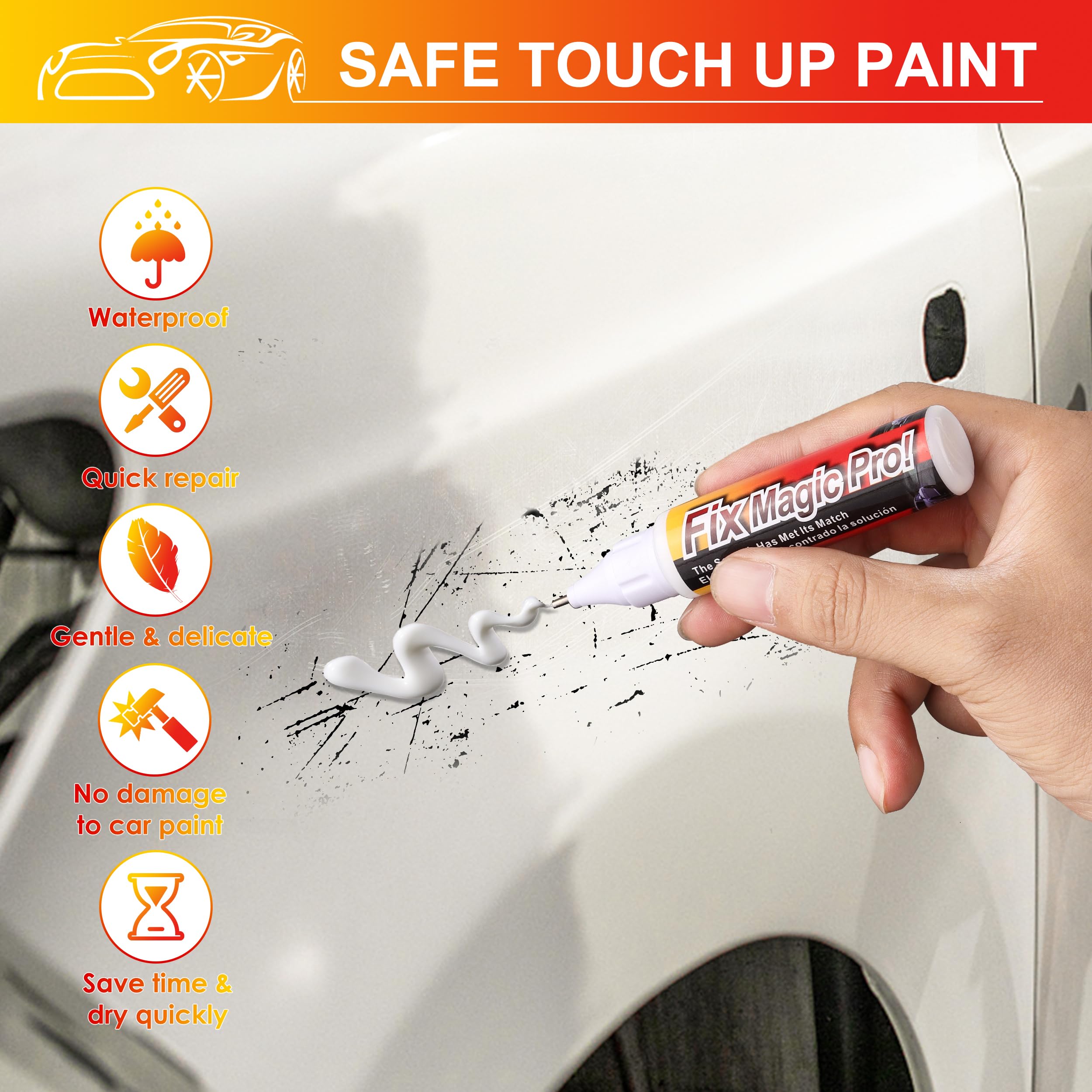 Touch Up Paint For Cars (White), Two-In-One Car Paint Scratch Repair, Automotive Touch Up Paint Pen With Instruction Manual, Quick And Easy Solution To Repair Car Paint Scratches