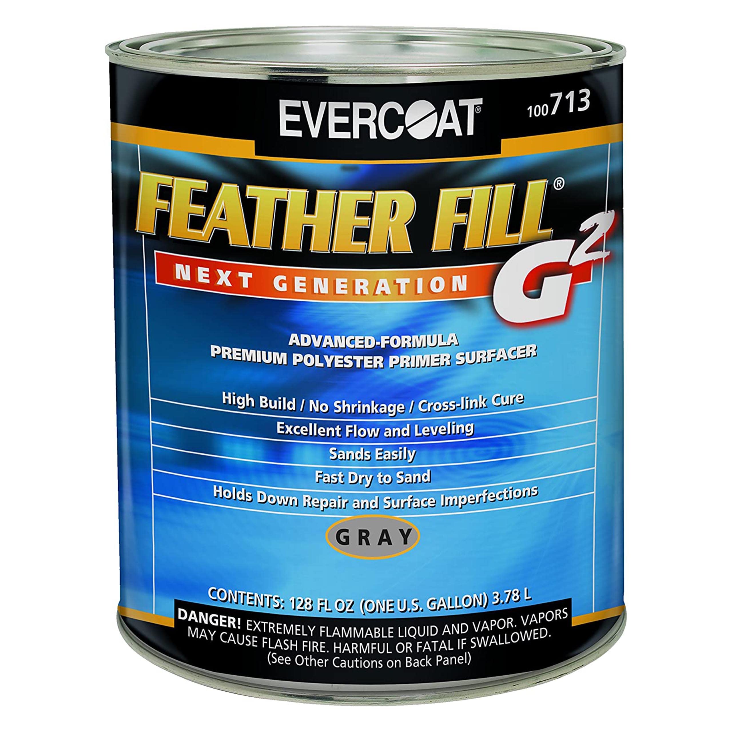 Evercoat Feather Fill G2 Premium Polyester Primer Surfacer For Fiberglass, Smc & More - 128 Fl Oz - Gray