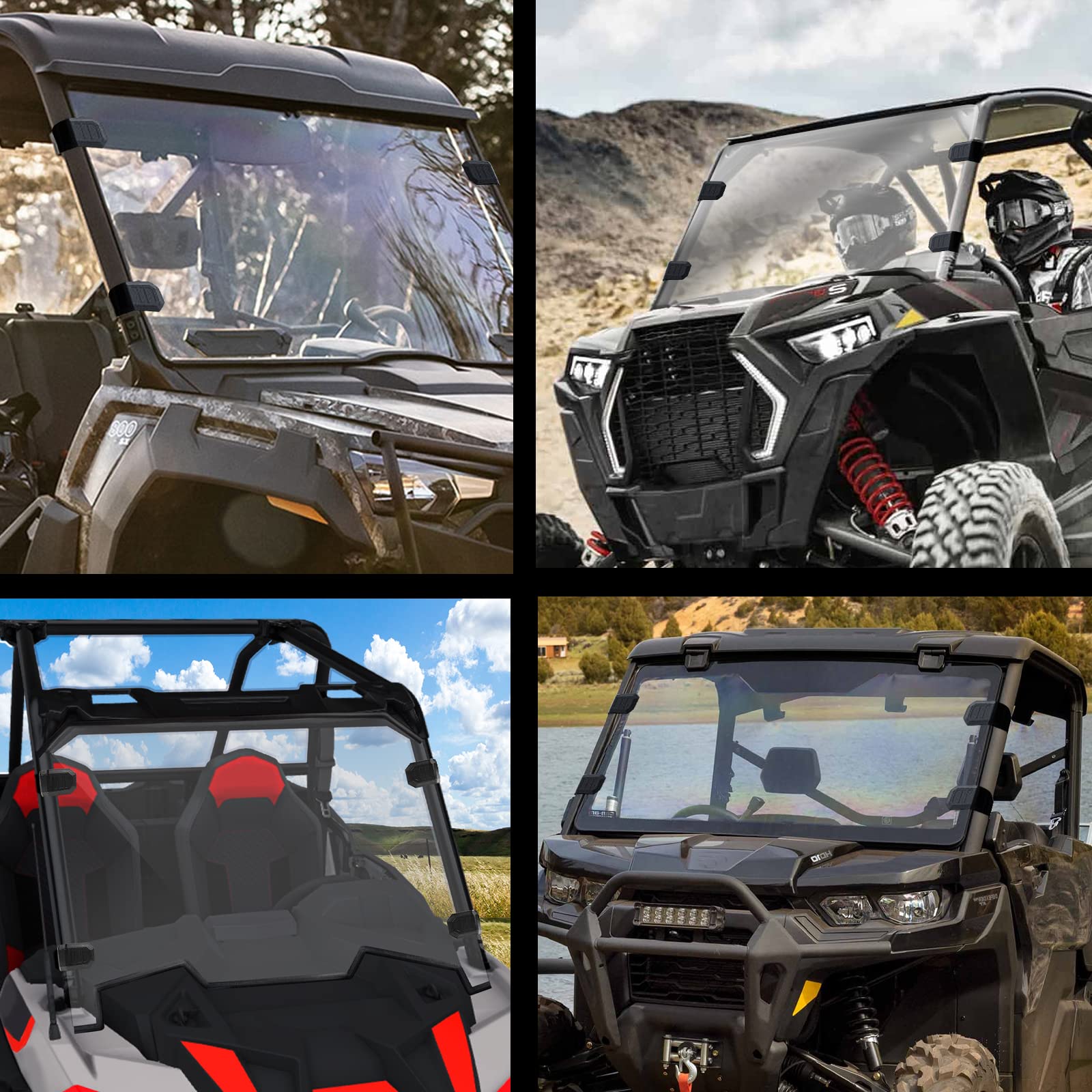 Utv Windshield Clamps-Starknightmt Adjustable Universal Clamp Strap Kit Compatible With Polaris Rzr, Ranger, General,Maverick X3,Commander, Defender,Teryx, Talon, Pioneer,2Pcs