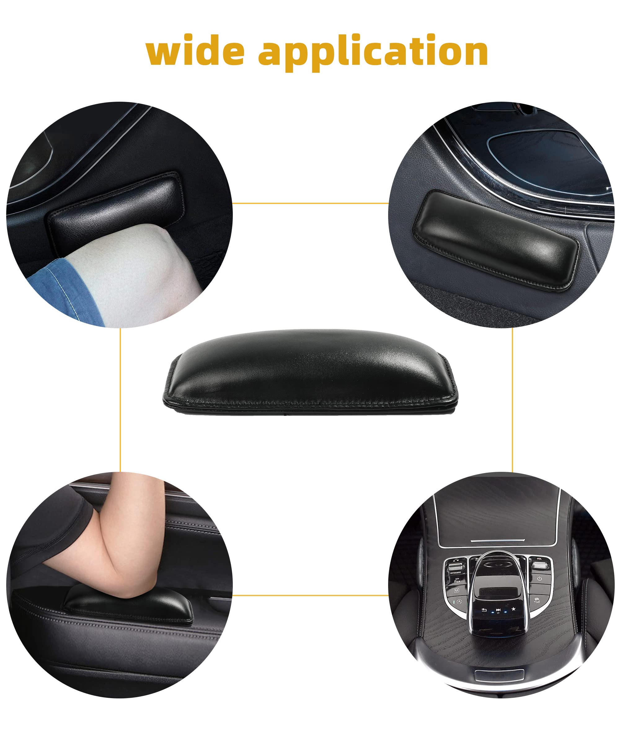 Yakefly 2 Pack Soft Car Center Console Knee Leg Elbow Cushion Pad,Universal Leather Car Armrest Pillow Car Knee Cushion Elbow Pillow Thigh Support Comfort Pillow,Automotive Interior Accessories