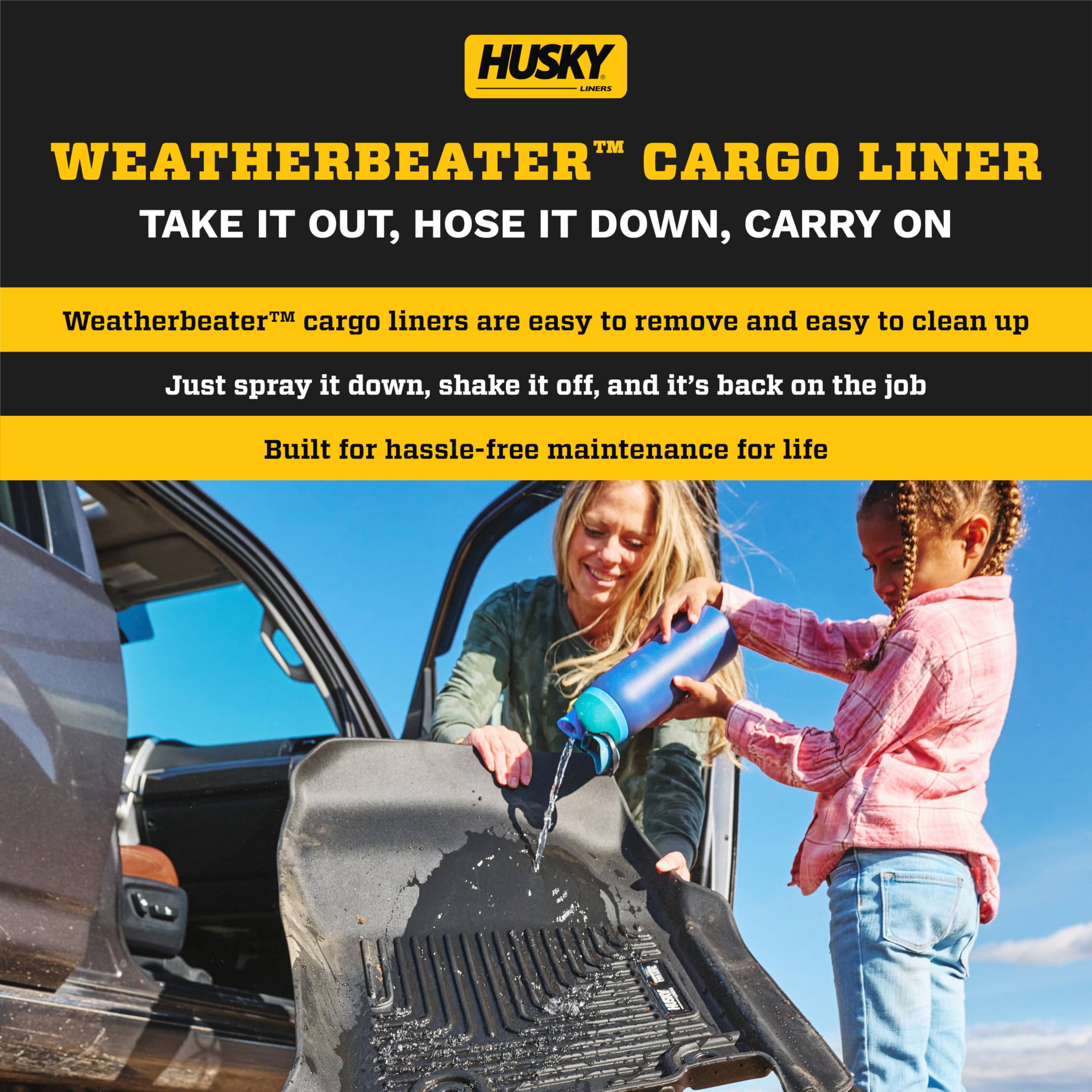 Husky Liners Weatherbeater Cargo Liner | Fits 2011 - 2020 Toyota Sienna W/O Power Folding 3Rd Row | Cargo, 1-Pc Black - 44041