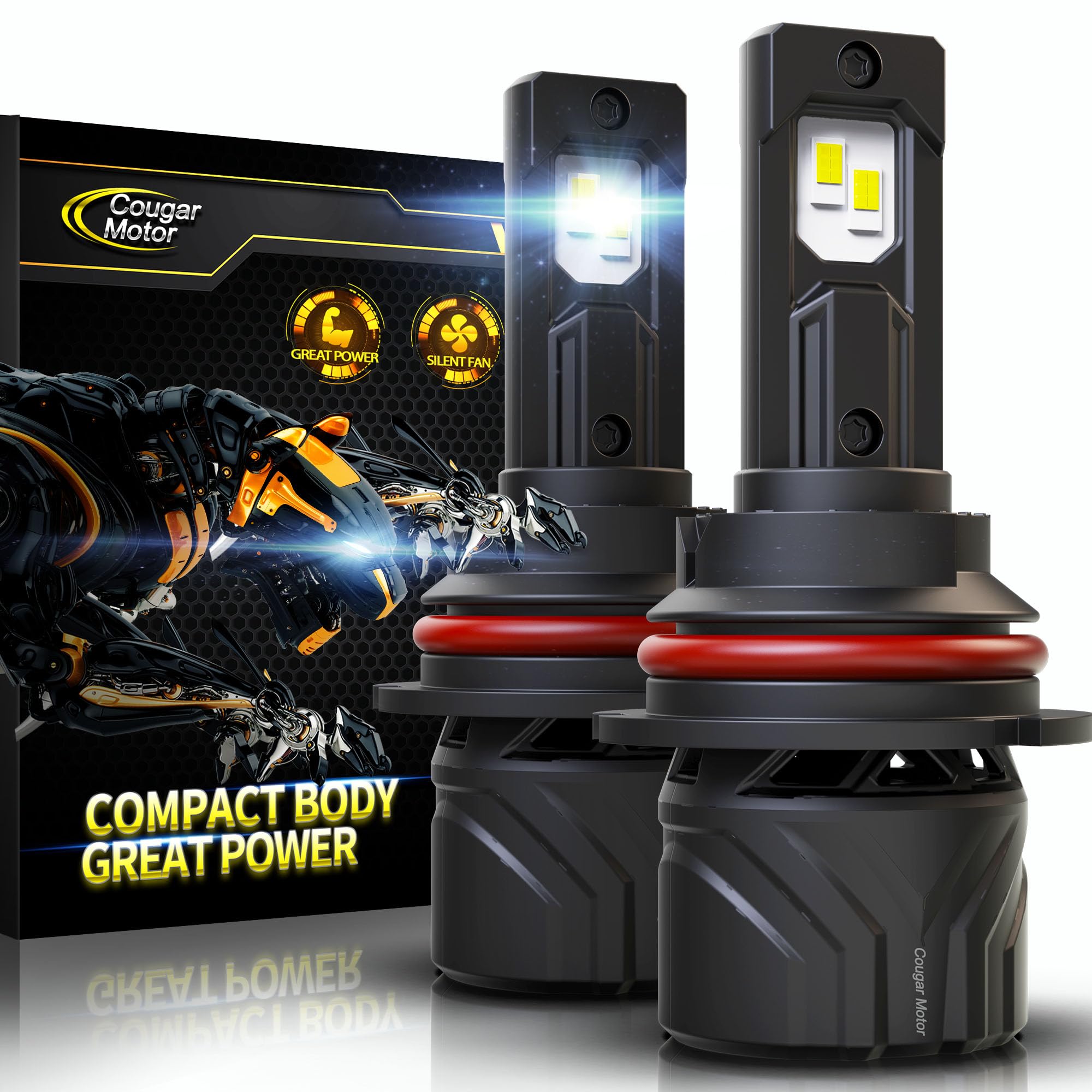 Cougar Motor 9007 Bulbs, Hb5 Fog Lights 6500K White Non-Polarity 9007 Fog Bulb Or Off-Road Use Plug And Play - Pack Of 2