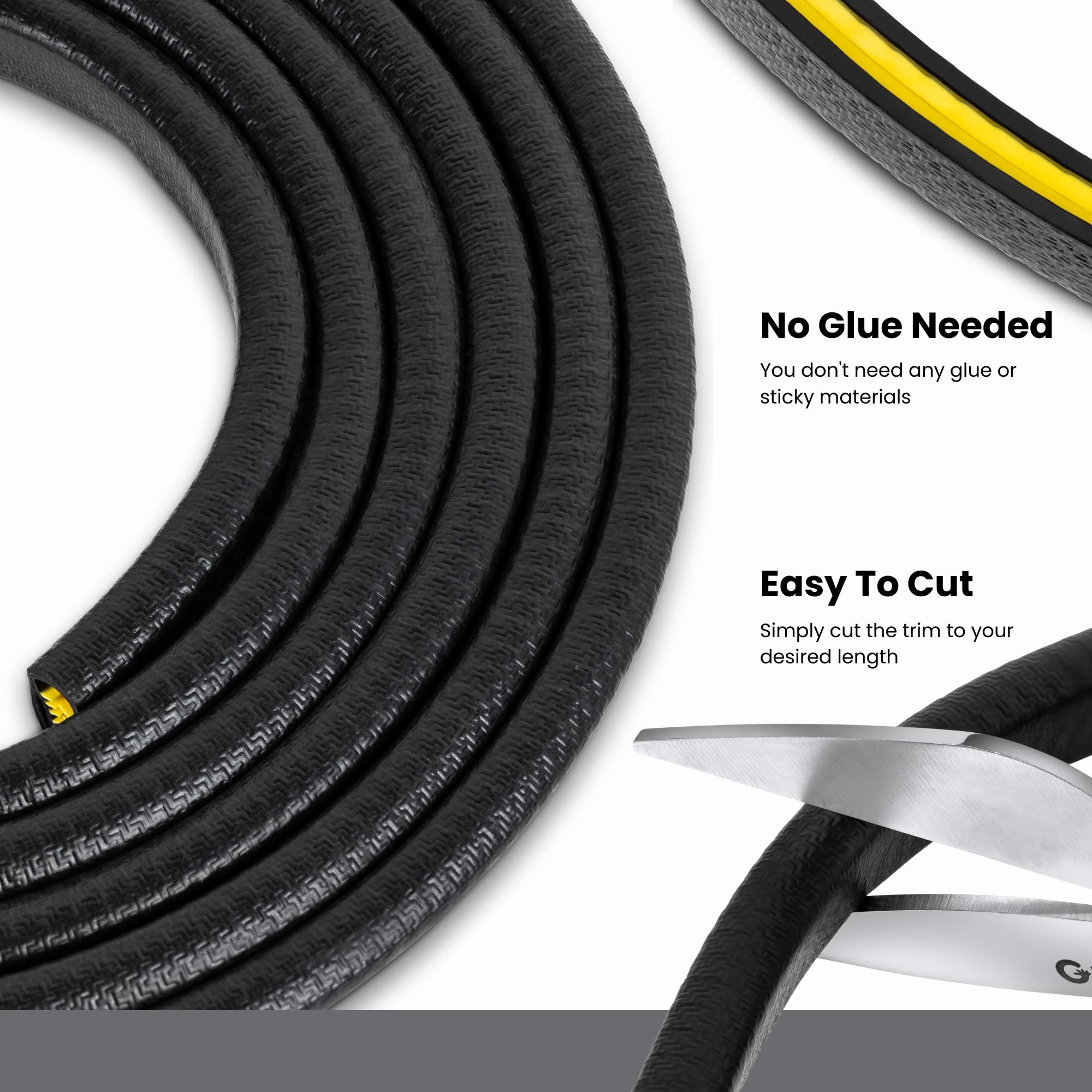 Seal Rubber Edge Trim - Black Metal - 1/4 Inch, 10 Feet (3.05 Meter) Length - Model HM-00920