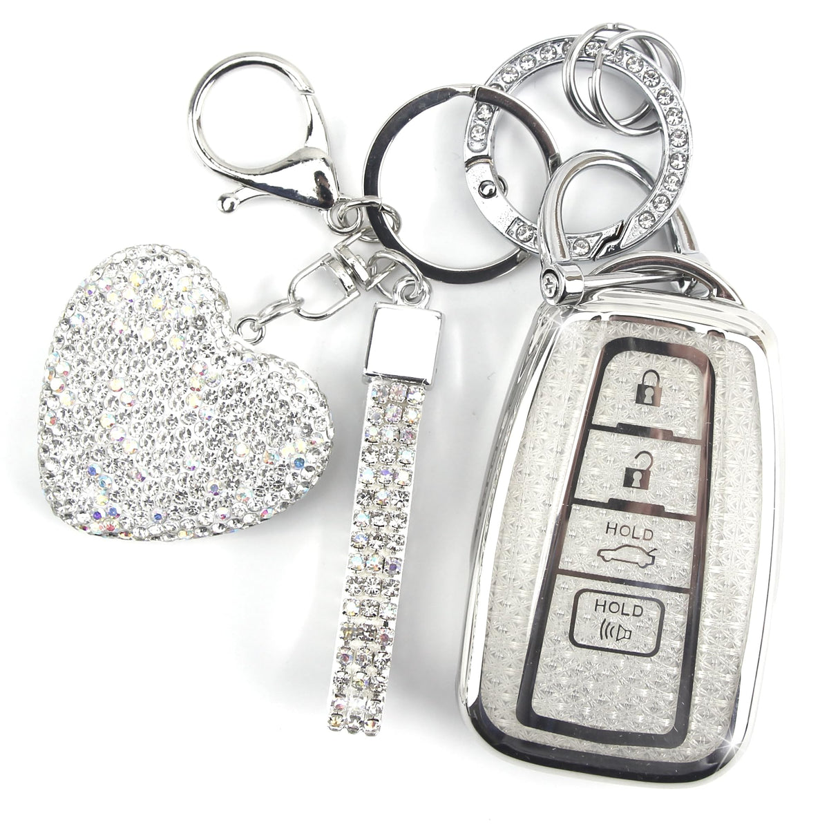 YIKECASE Key Fob Cover with Diamond Keychain Car Key Holder Compatible with Toyo WBCARB0DQC35DFY