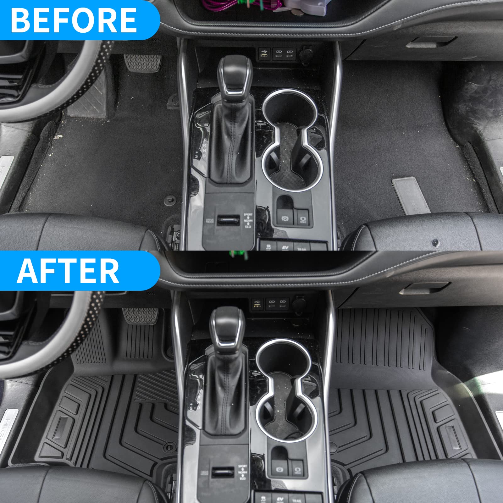 Bomely Floor Mats Compatible With 2020-2024 2025 Toyota Highlander 3 Row Liner Tpe All Weather 2024 7 Seats Highlander Accessori