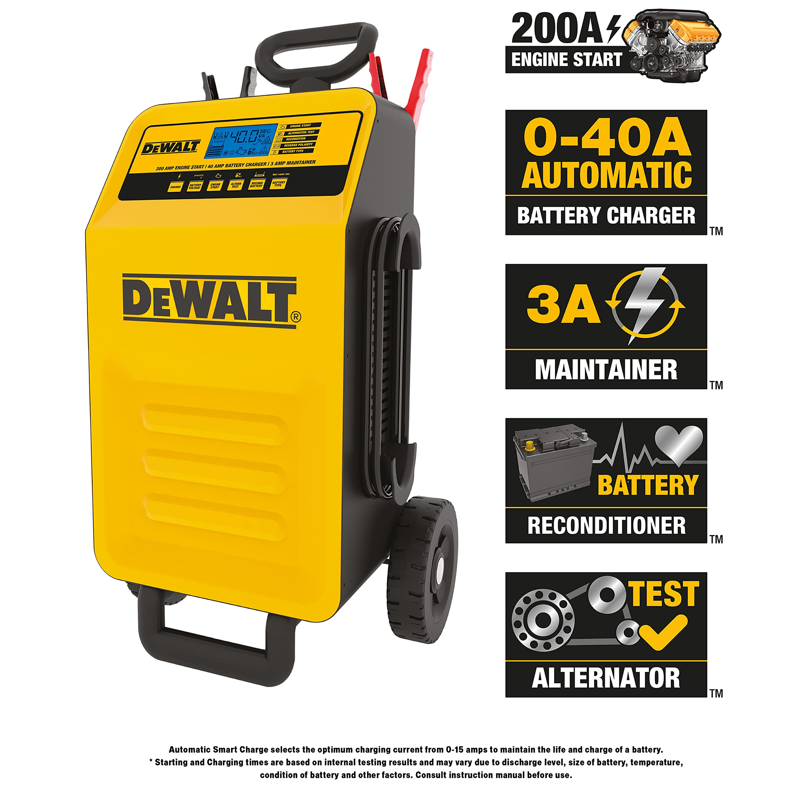 Dewalt Dxaec200 Dxae200 Professional 40-Amp Rolling Battery Charger And 3-Amp Maintainer With 200-Amp Engine Start
