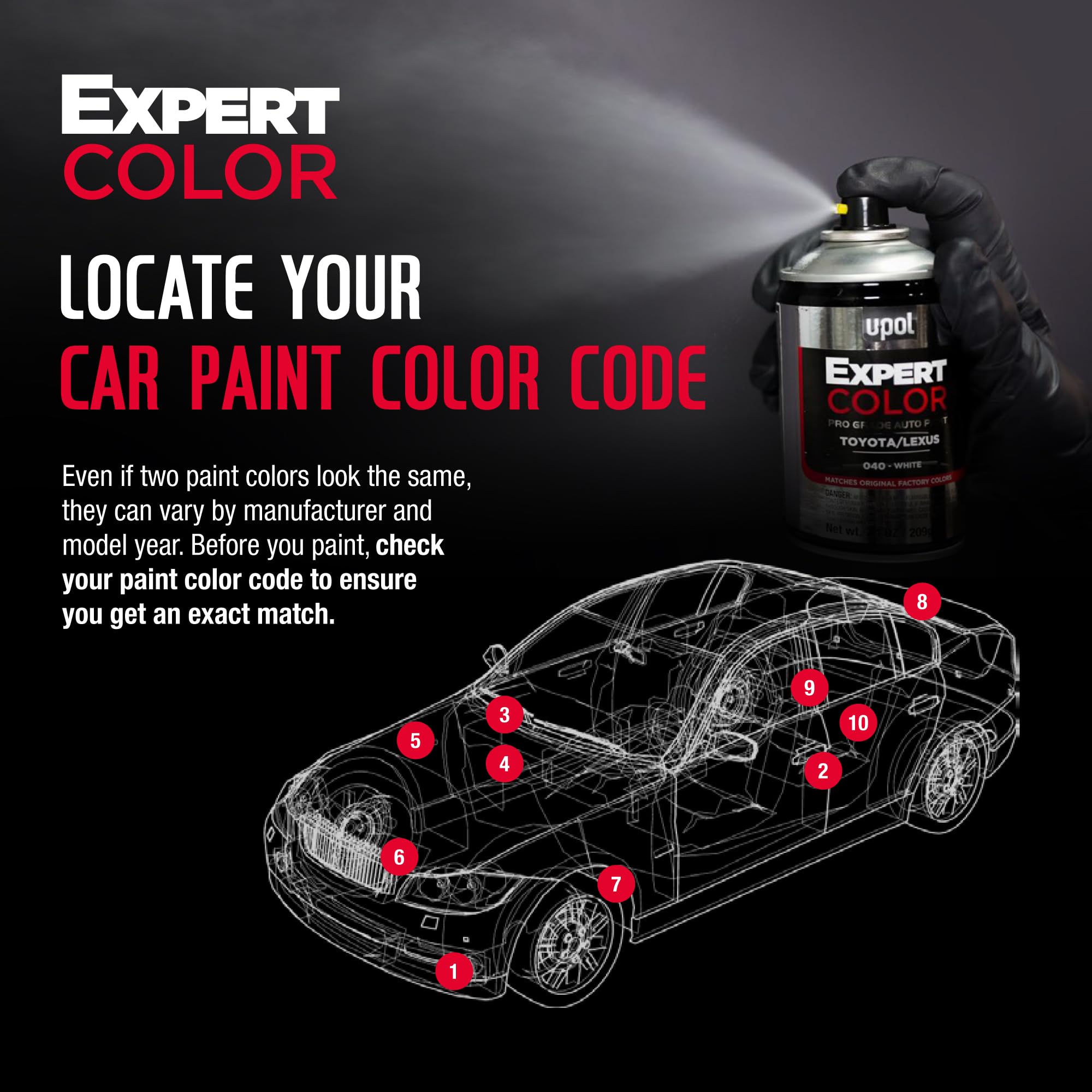 U-POL Expert Color, For General Motors 8624, Automotive Spray Paint, Professional Grade, Easy-To-Use, Olympic White