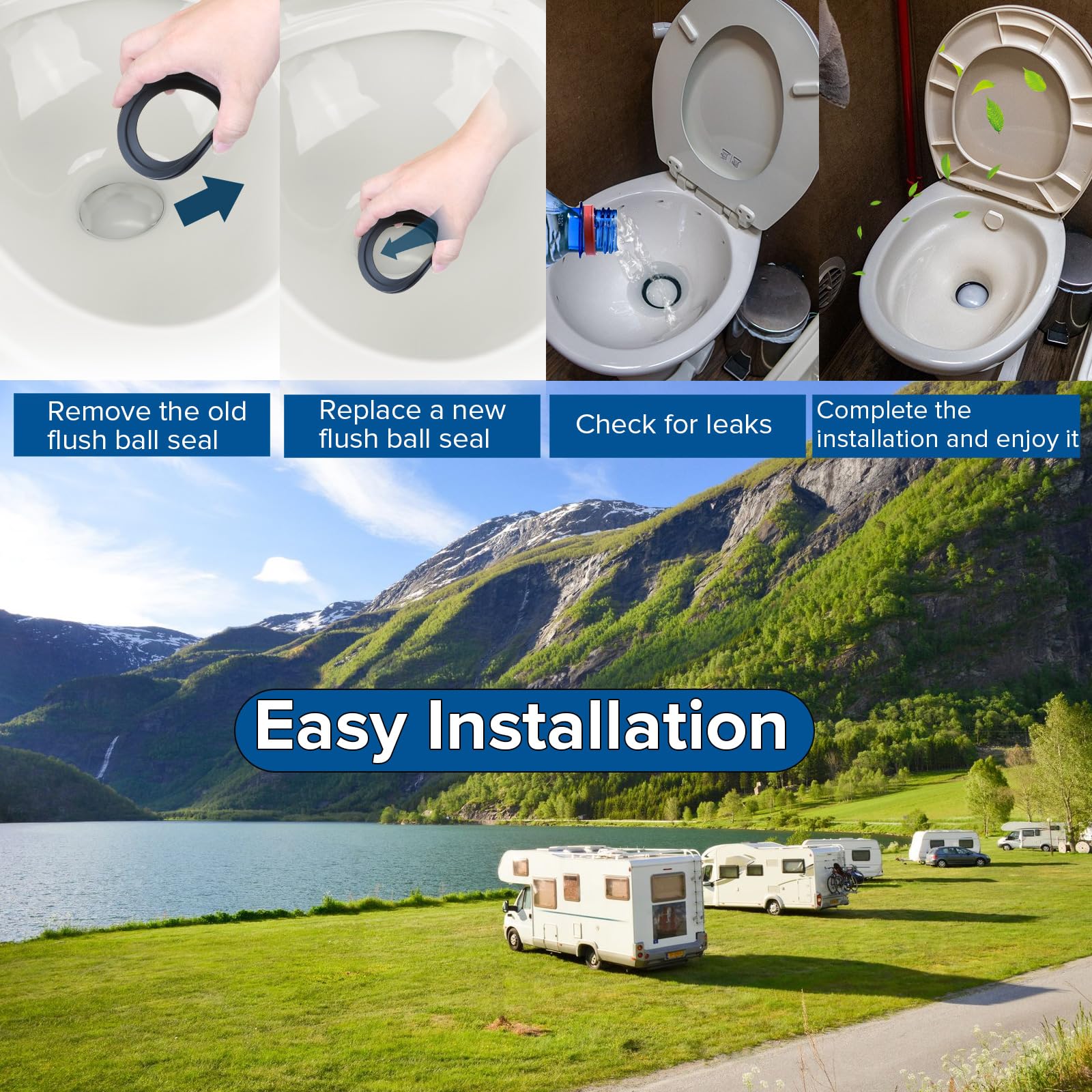 Xqiqx Rv Toilet Seal, 385311658 Flush Ball Seal, Rv Toilet Seal Replacement For 300/310/320 Rv Toilets, High Grade Rubber Rv Acc