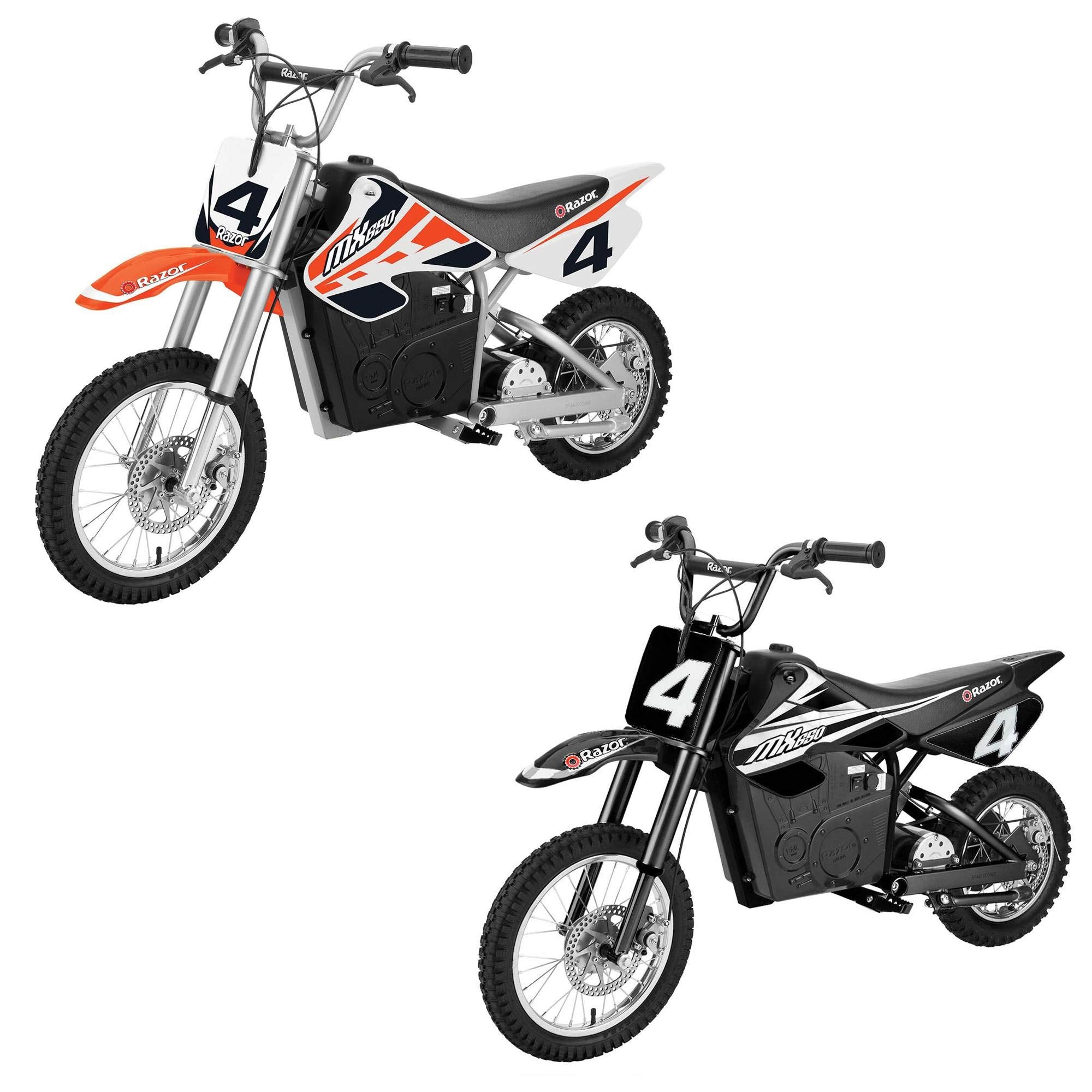 Razor MX650 Dirt Rocket Ride On High-Torque Electric Motocross Motorcycle Dirt Bike, Speeds up to 17 MPH, 1 Orange & 1 Black