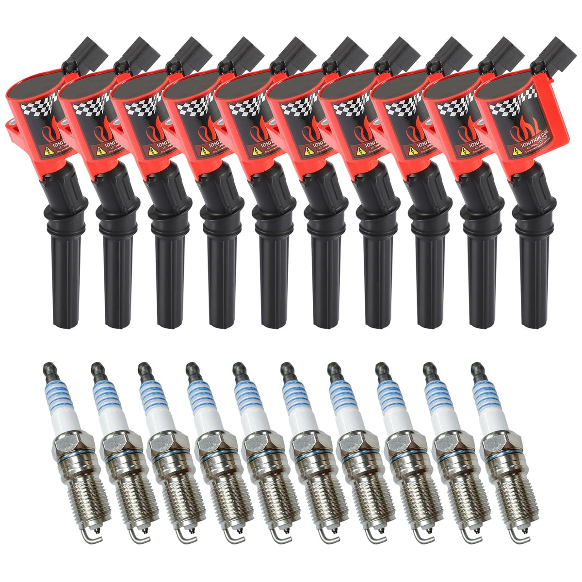 Carbole Ignition Coils Pack Dg508 & Iridium Spark Plug Sp479, Compatible With Ford E350 E450 Econoline Super Duty F350 F450, Rep