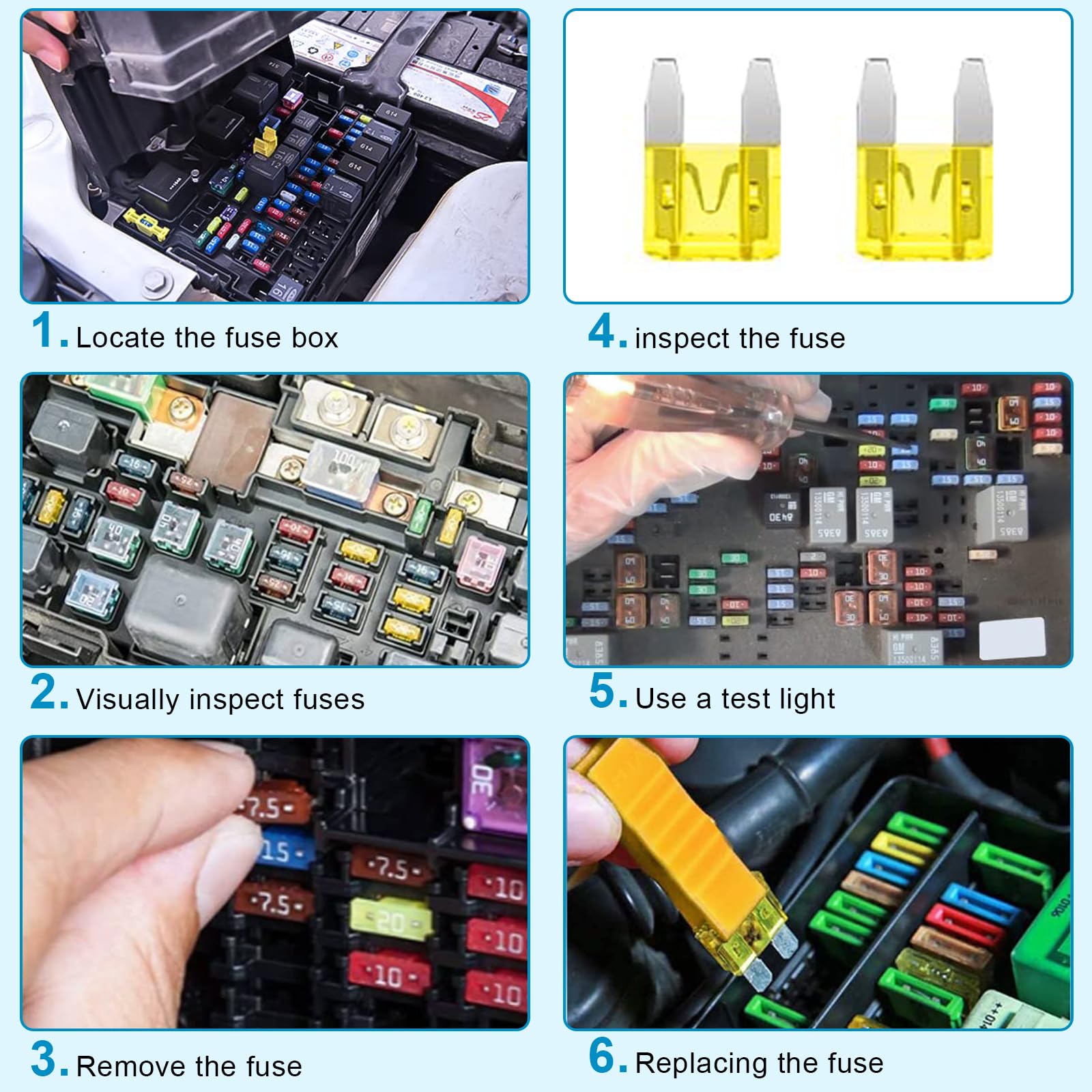 408 PCS Car Fuses Assortment Kit Standard Mini LP Mini Micro2 Blade Fuse ATO ATC APS ATS APR 2A 5A 7.5A 10A 15A 20A 25A 30A 35A