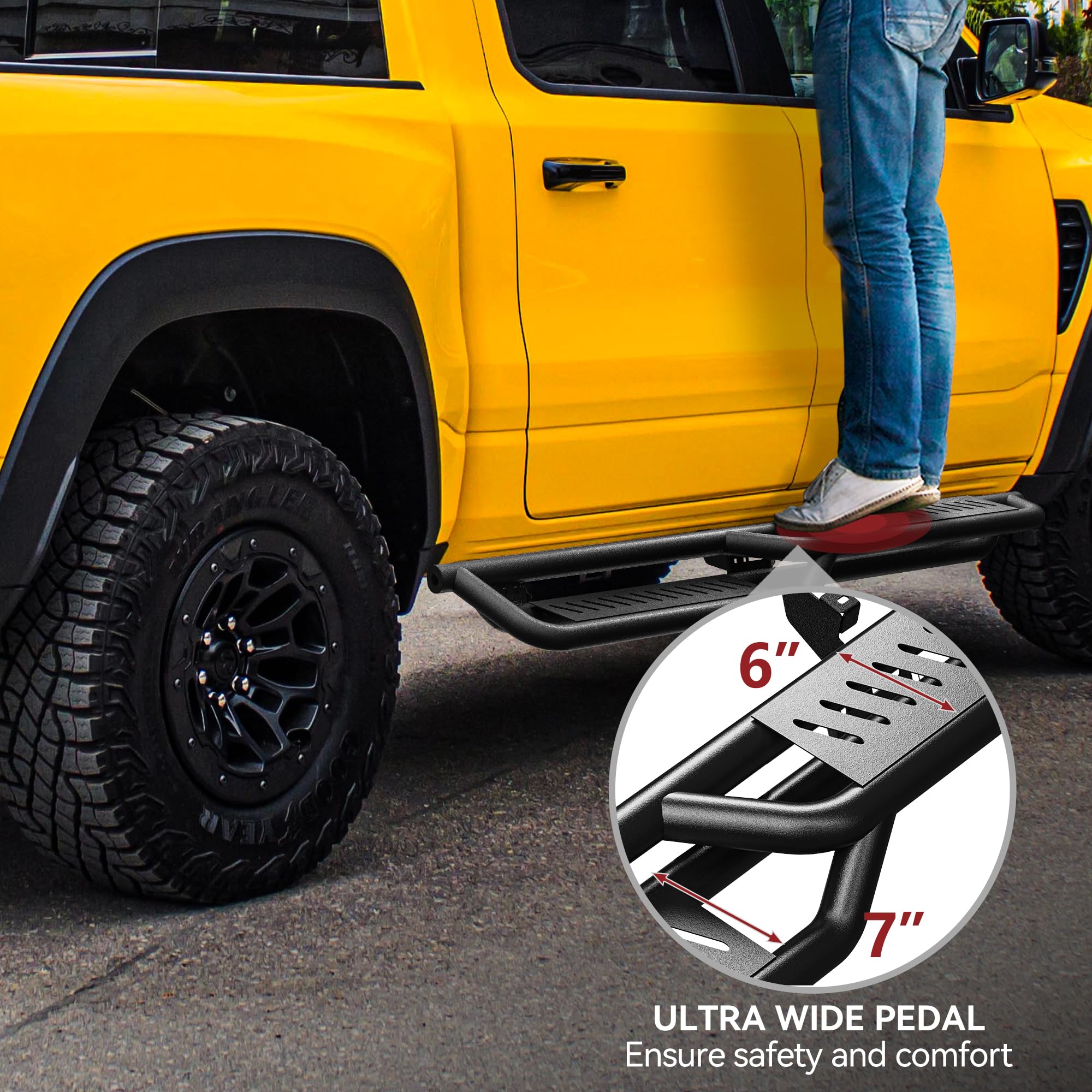 YITAMOTOR Running Boards Compatible with 2019-2025 Chevrolet Silverado/GMC Sierra 1500 Crew Cab, 2020-2025 2500HD 3500HD Crew Ca